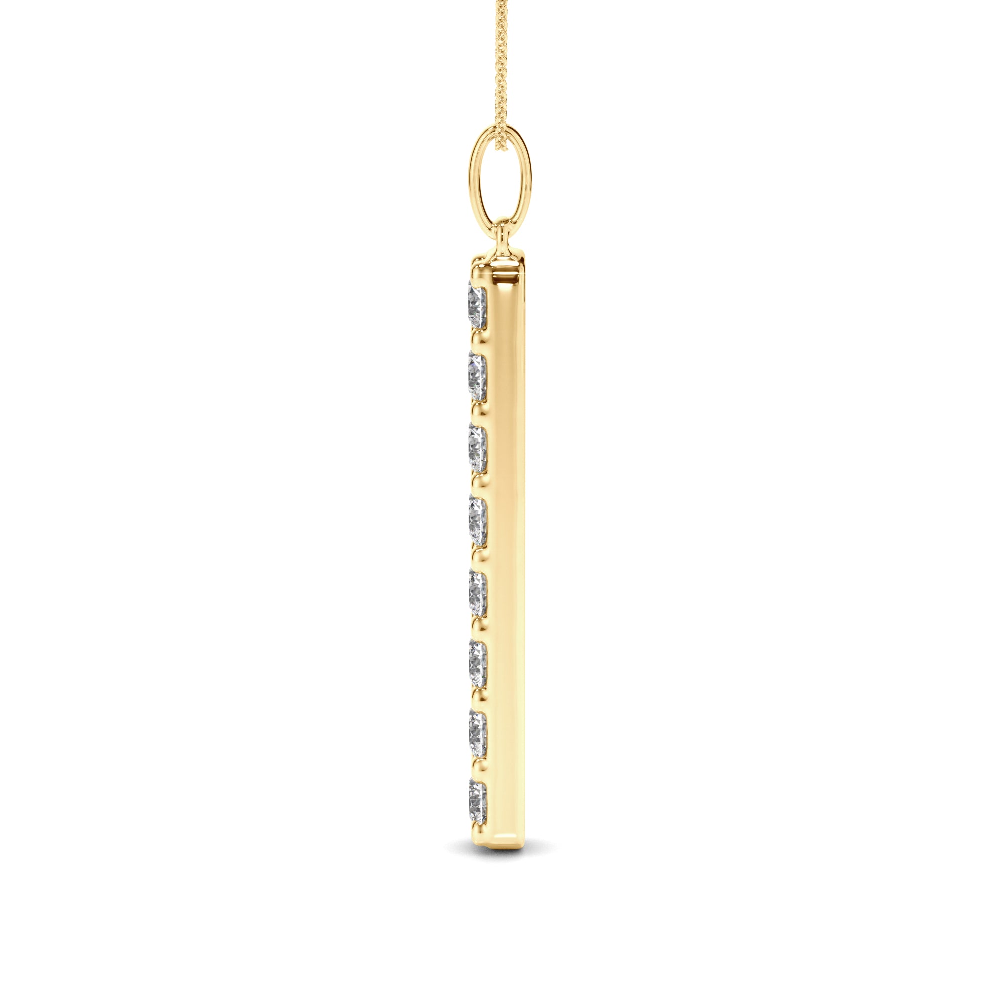 Liora - Round Brilliant Cut Diamond Drop Bar Pendant