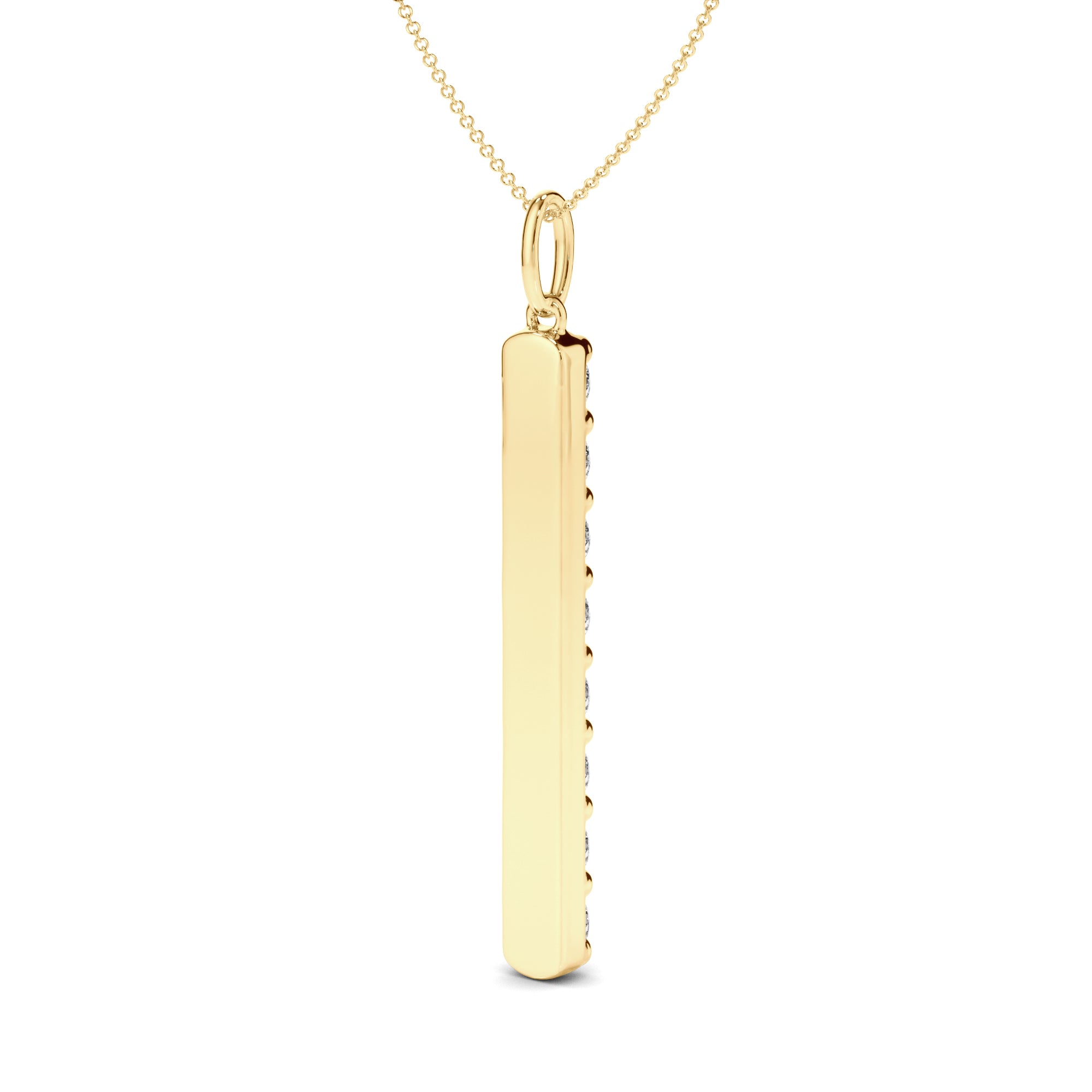 Liora - Round Brilliant Cut Diamond Drop Bar Pendant