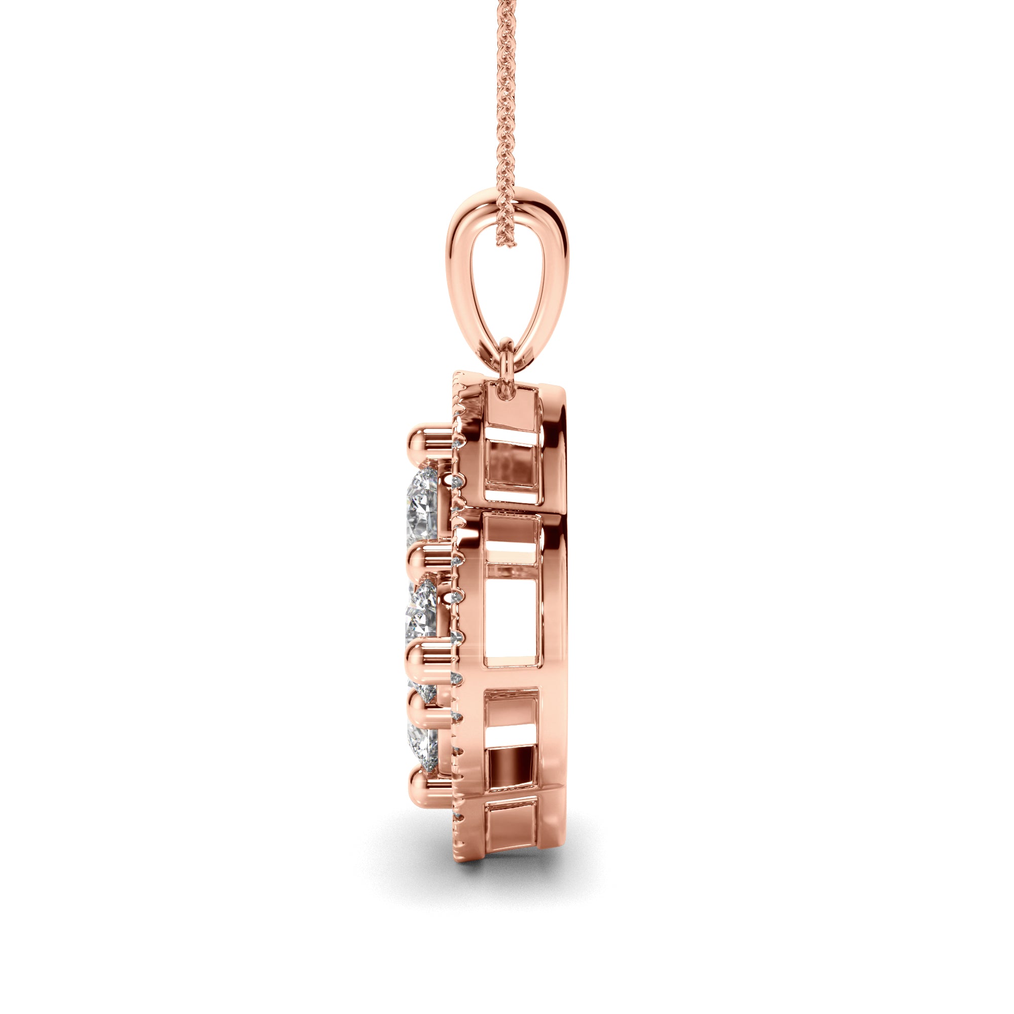 Lucky - Round Brilliant Cut Diamond Clover Pendant