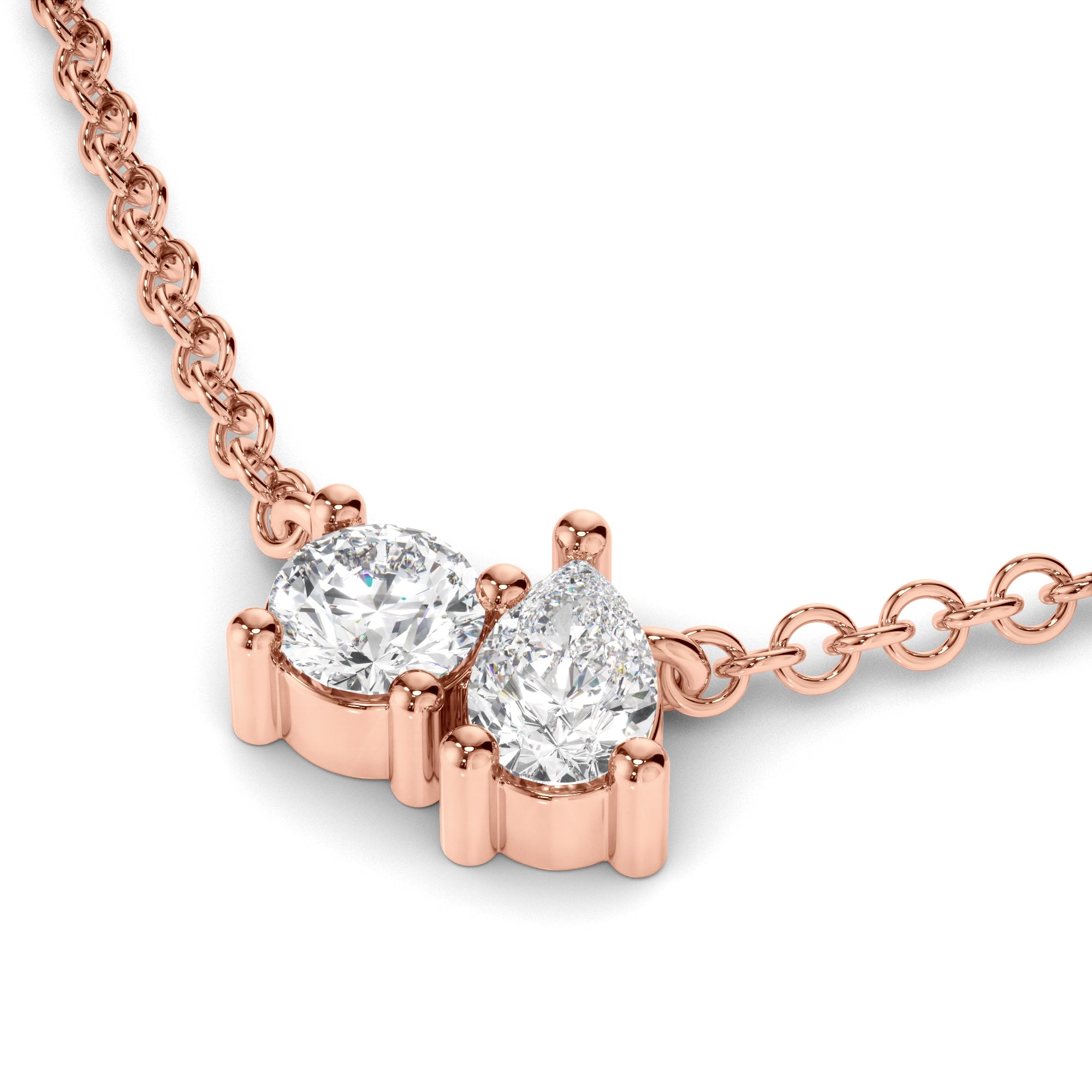 Penrose - Round Brilliant & Pear Cut Diamond Toi et Moi Necklet