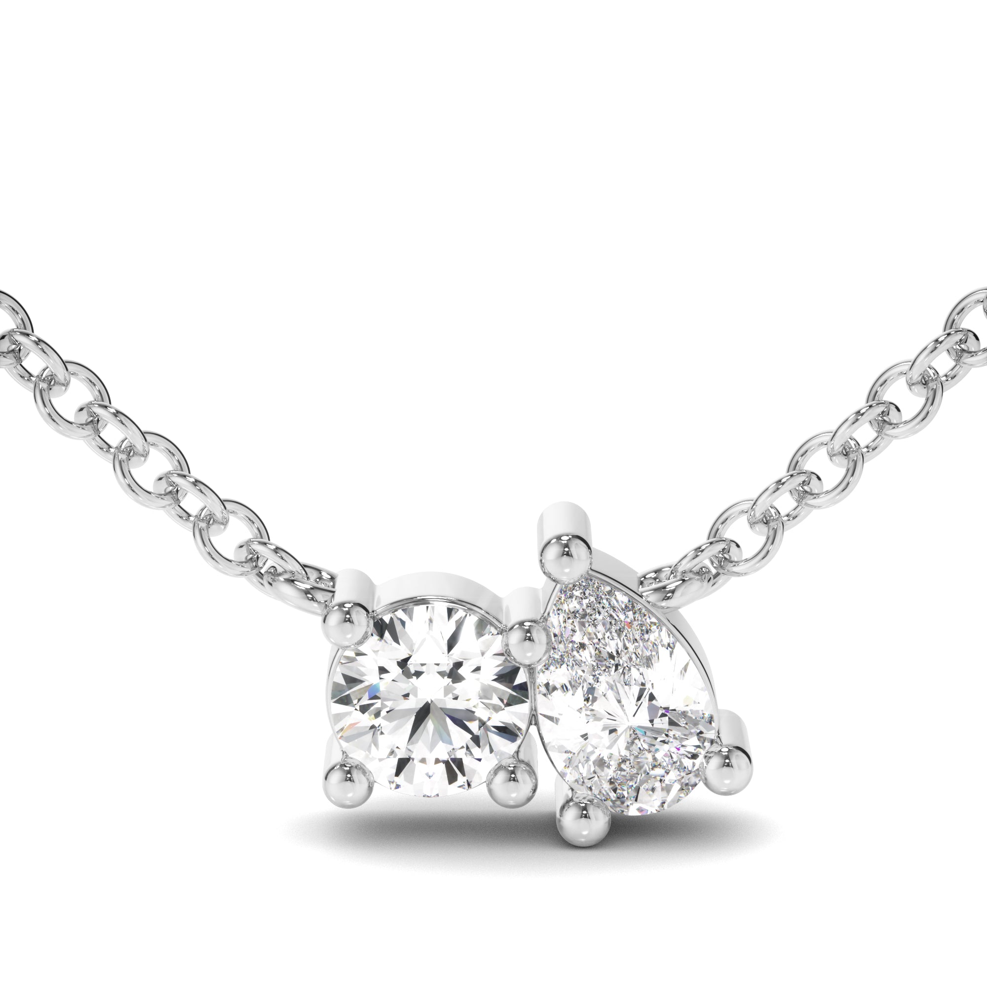 Penrose - Round Brilliant & Pear Cut Diamond Toi et Moi Necklet