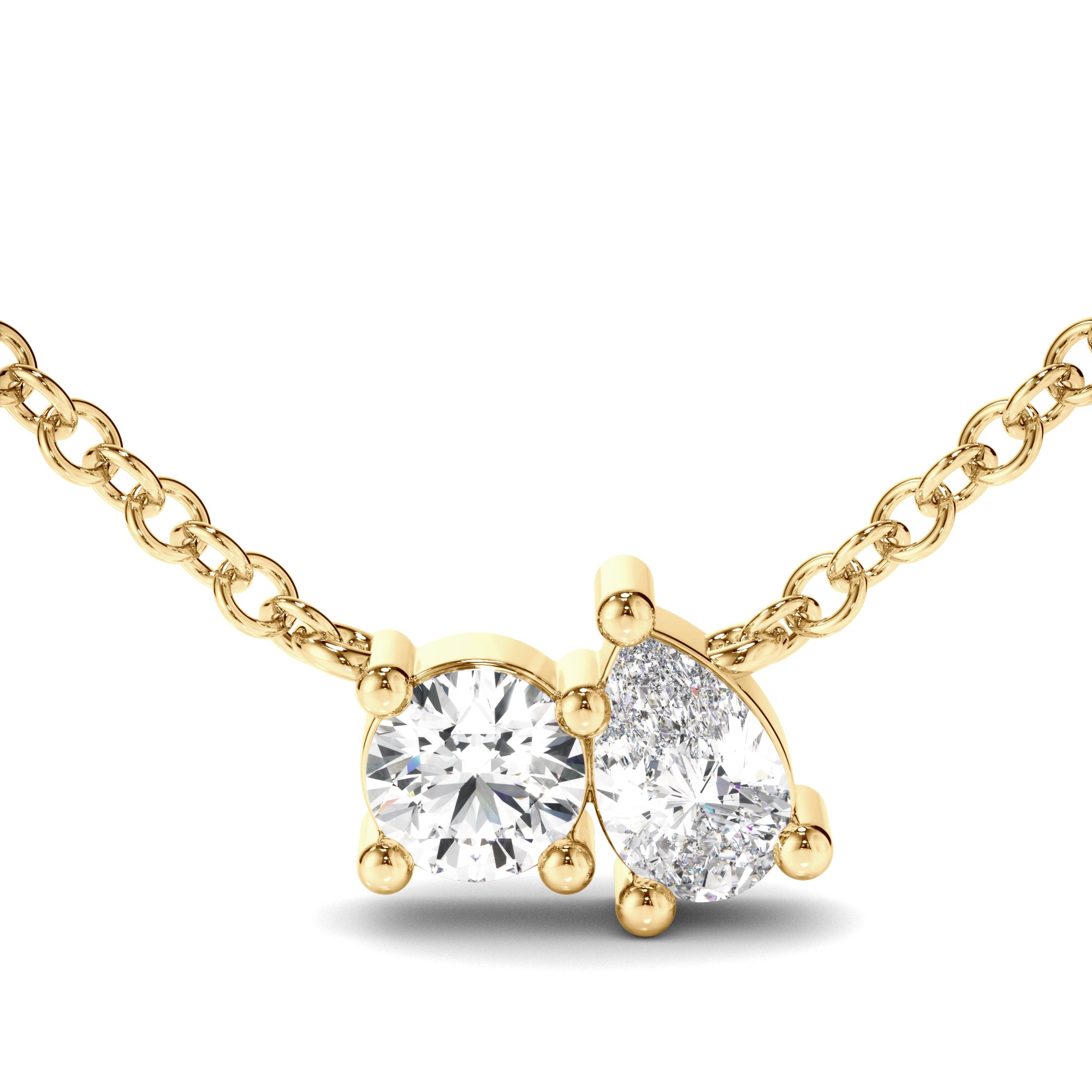 Penrose - Round Brilliant & Pear Cut Diamond Toi et Moi Necklet