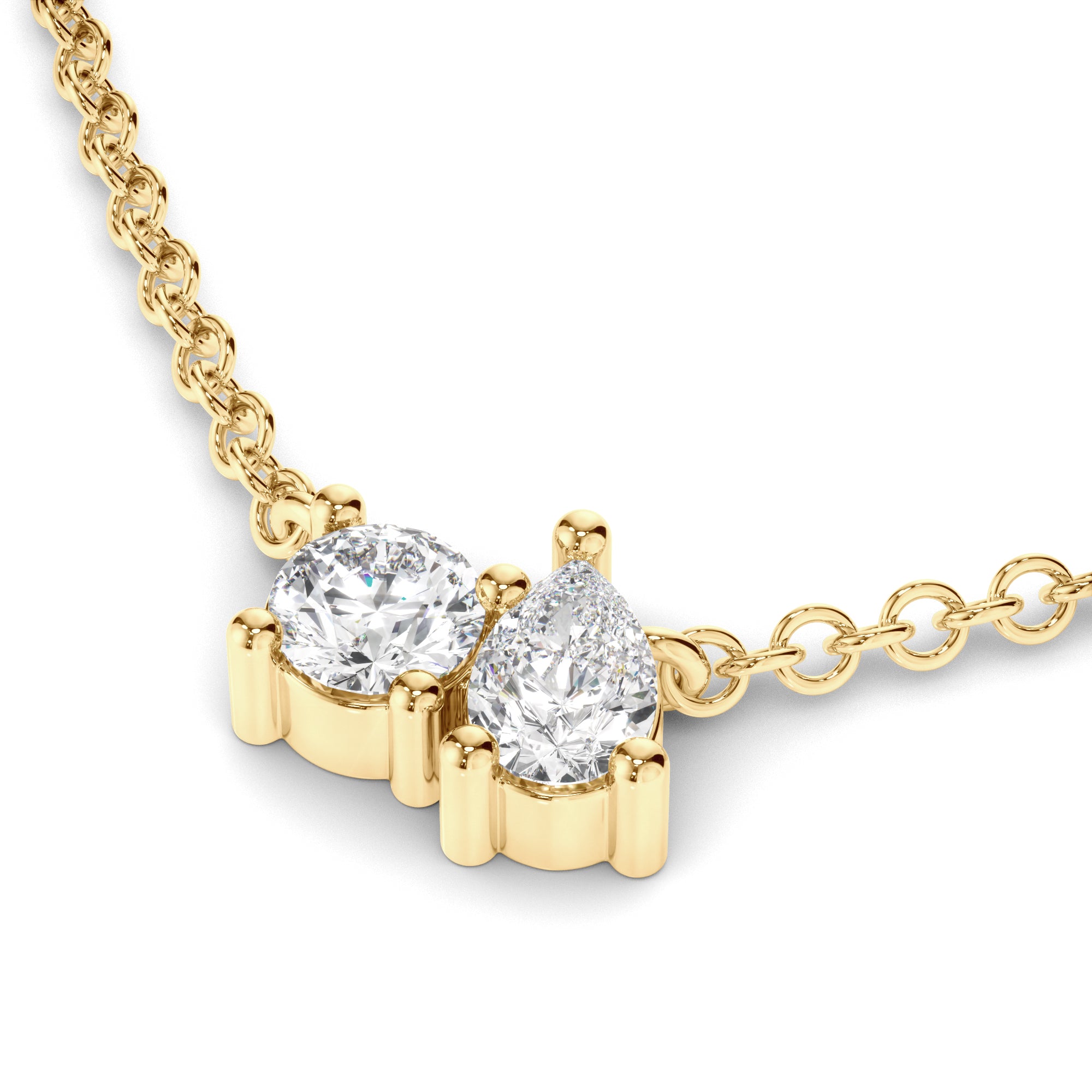 Penrose - Round Brilliant & Pear Cut Diamond Toi et Moi Necklet