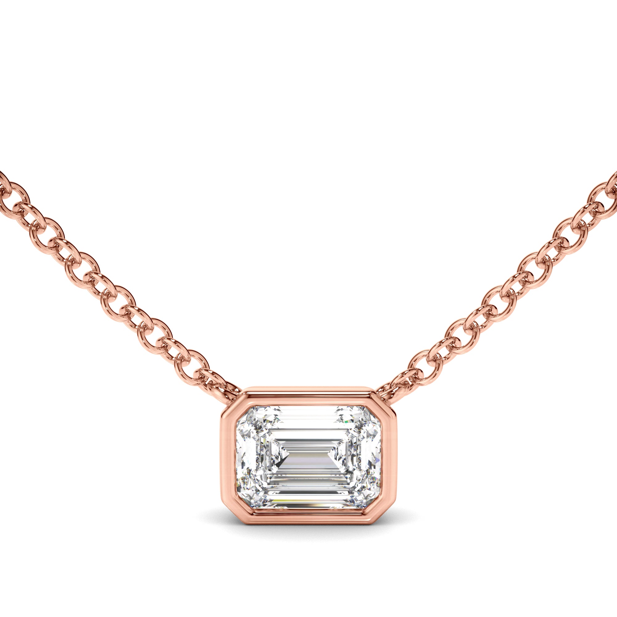 Venus - Emerald Cut Diamond Bezel Set Necklet