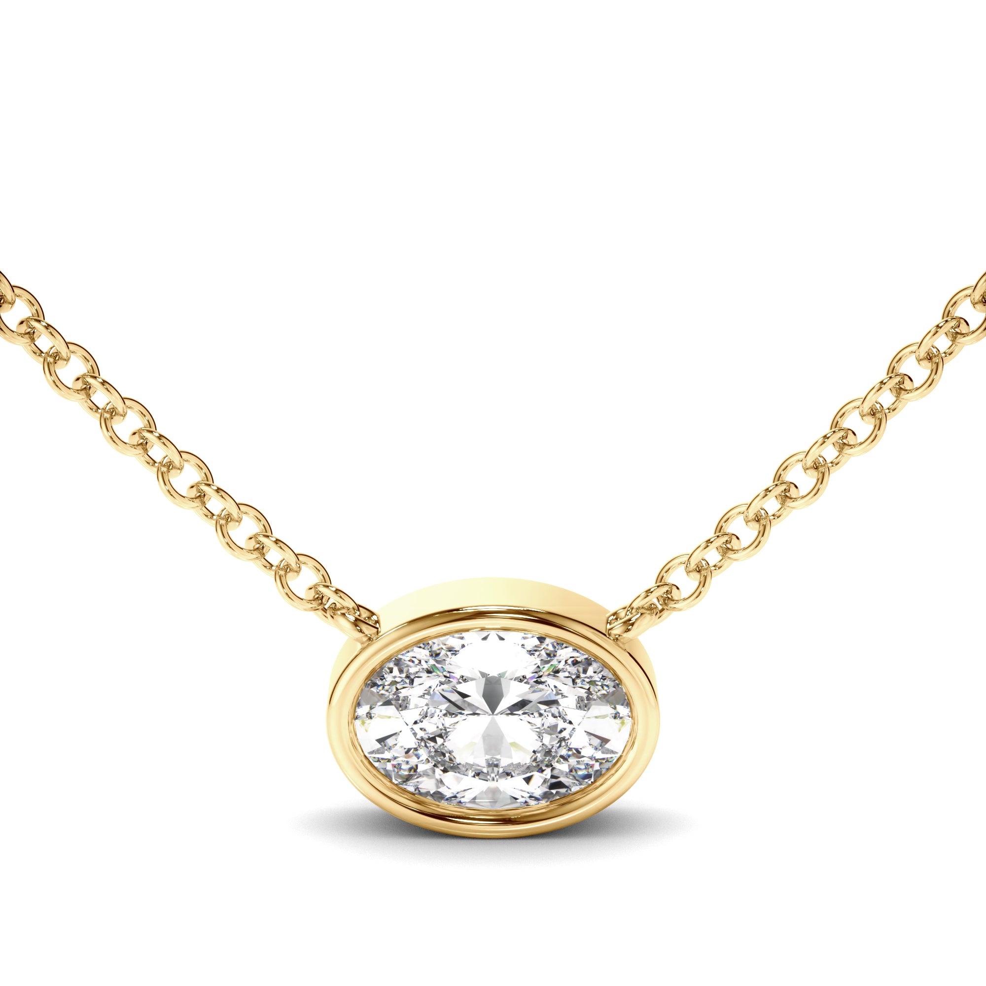 Arabella - Oval Cut Diamond Bezel Set Necklet