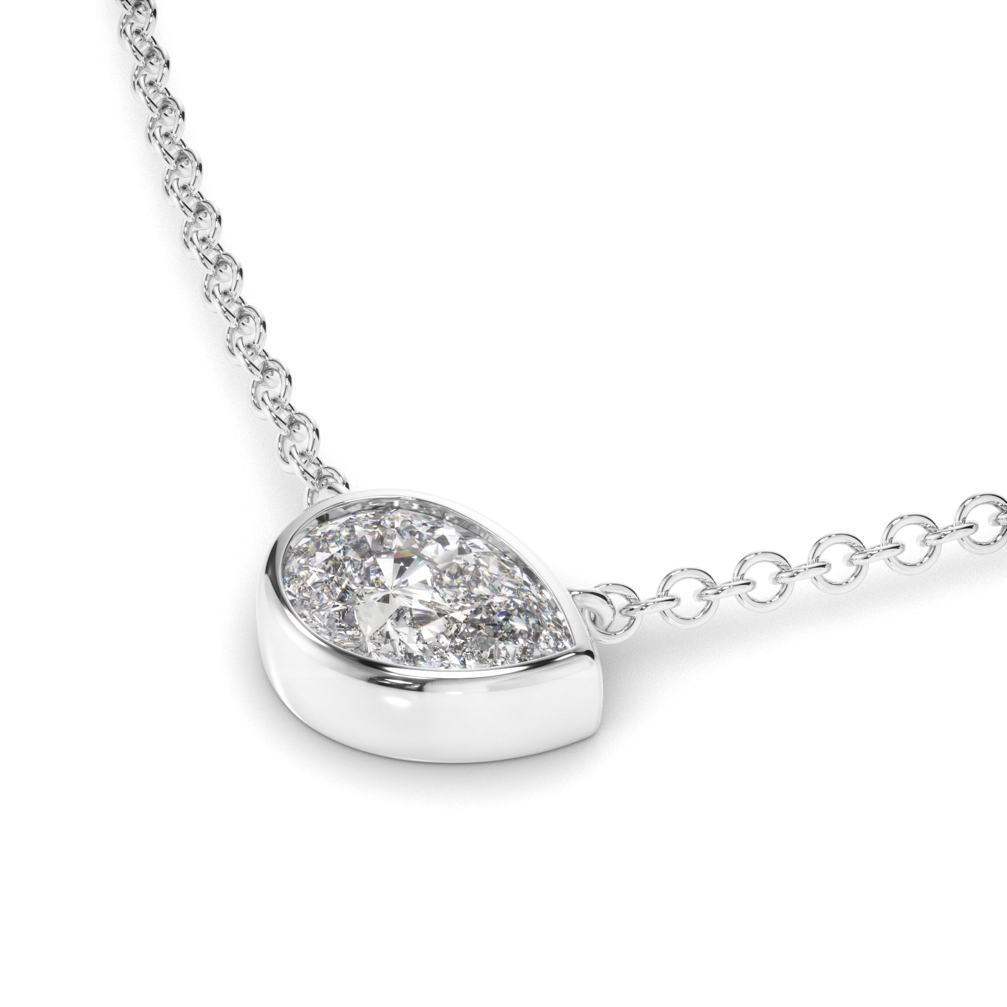 Clarisse - East West Pear Cut Diamond Bezel Set Necklet