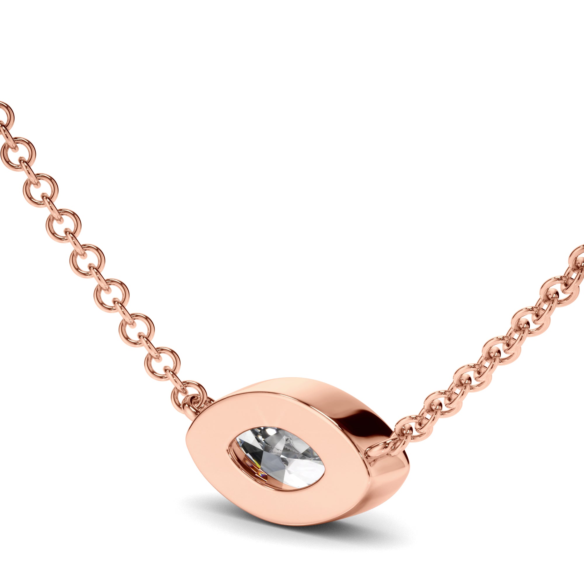 Annalise - East West Marquise Cut Diamond Bezel Set Solitaire Necklet