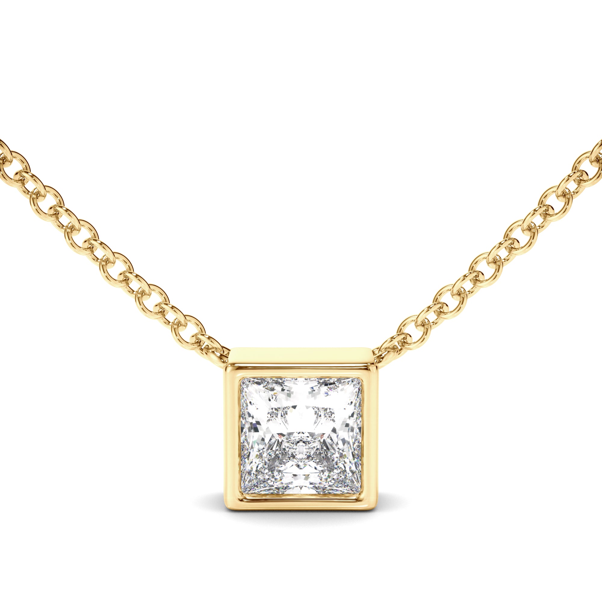 Gabrielle - Princess Cut Diamond Bezel Set Necklet