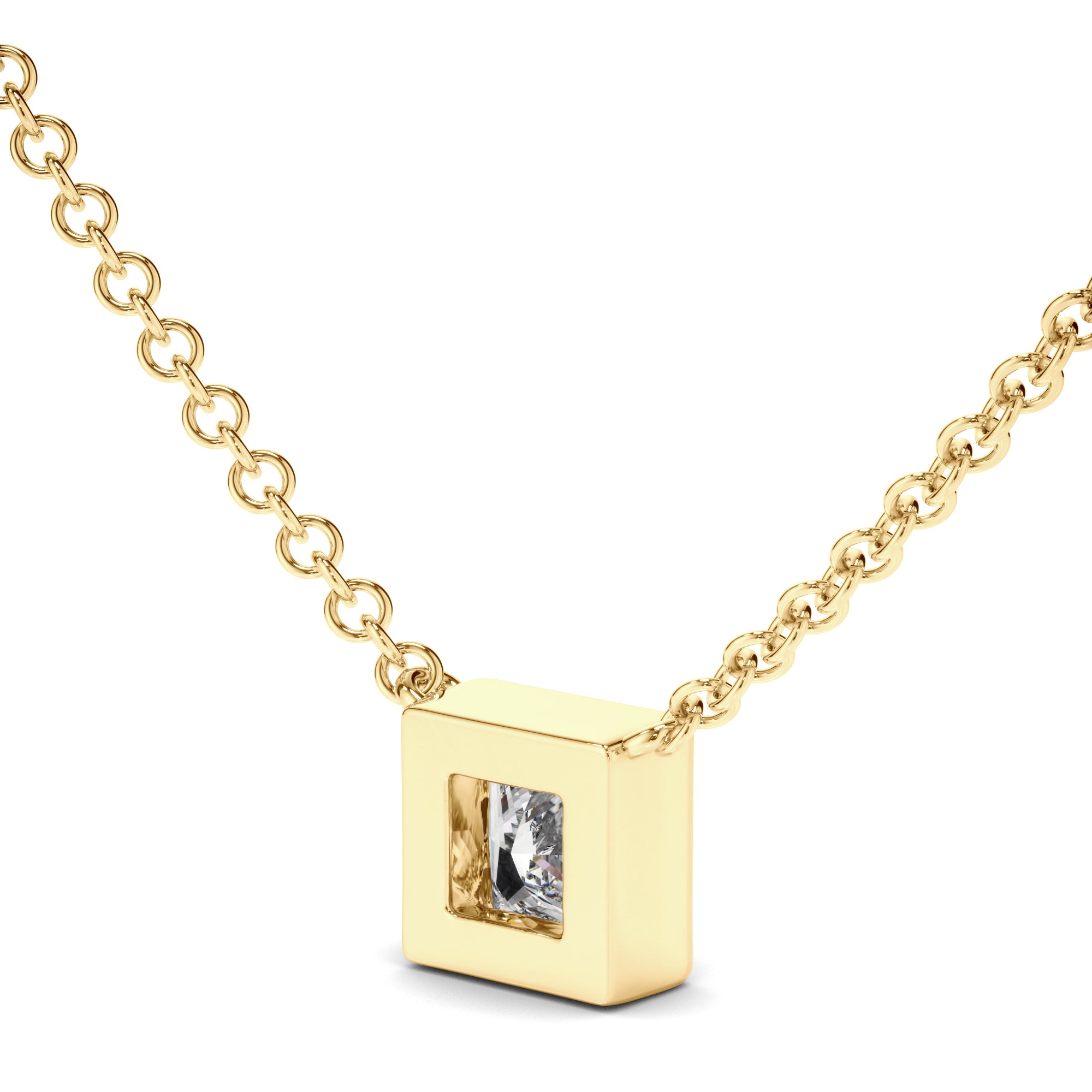 Gabrielle - Princess Cut Diamond Bezel Set Necklet