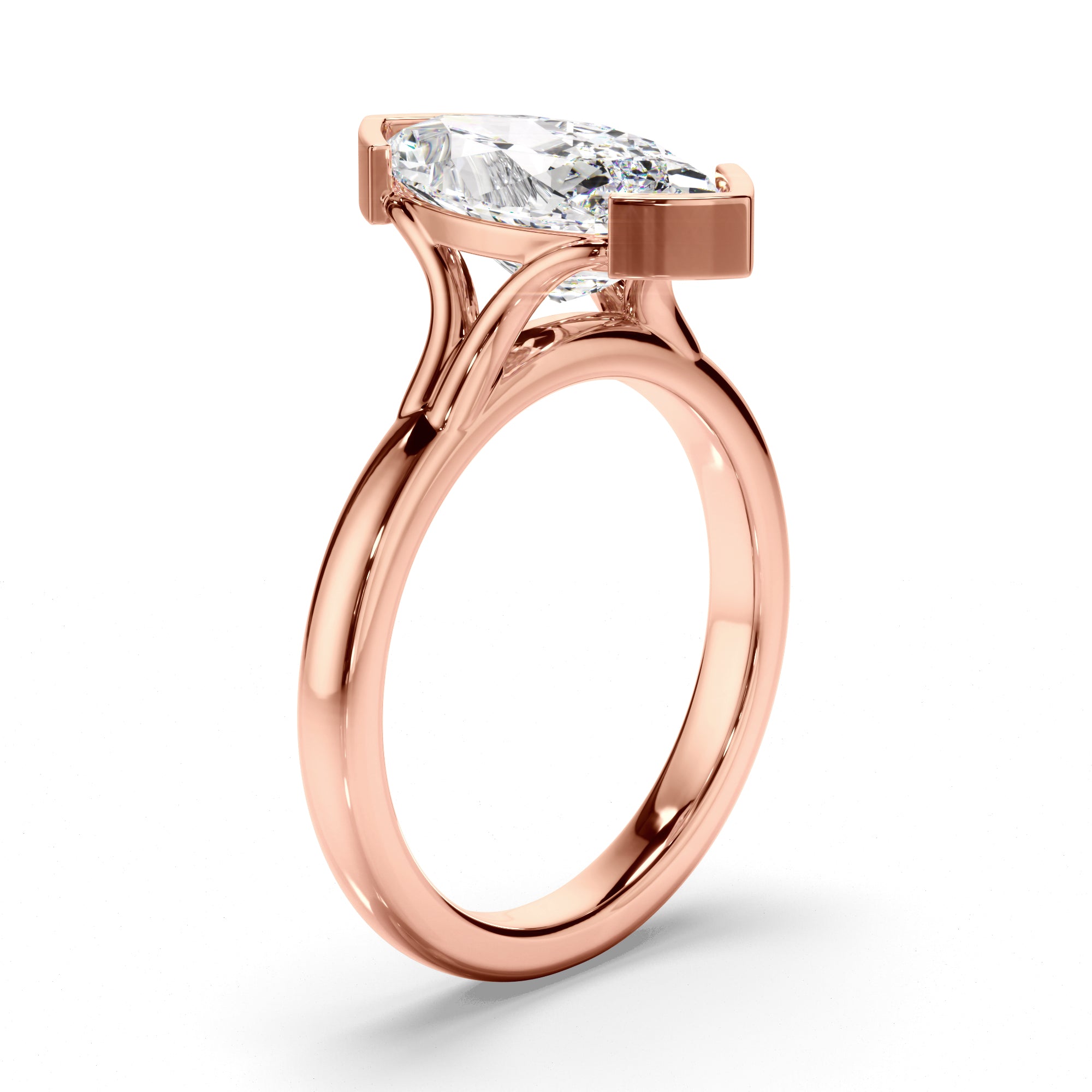 Aloura - Marquise Cut Diamond Engagement Half Bezel Setting