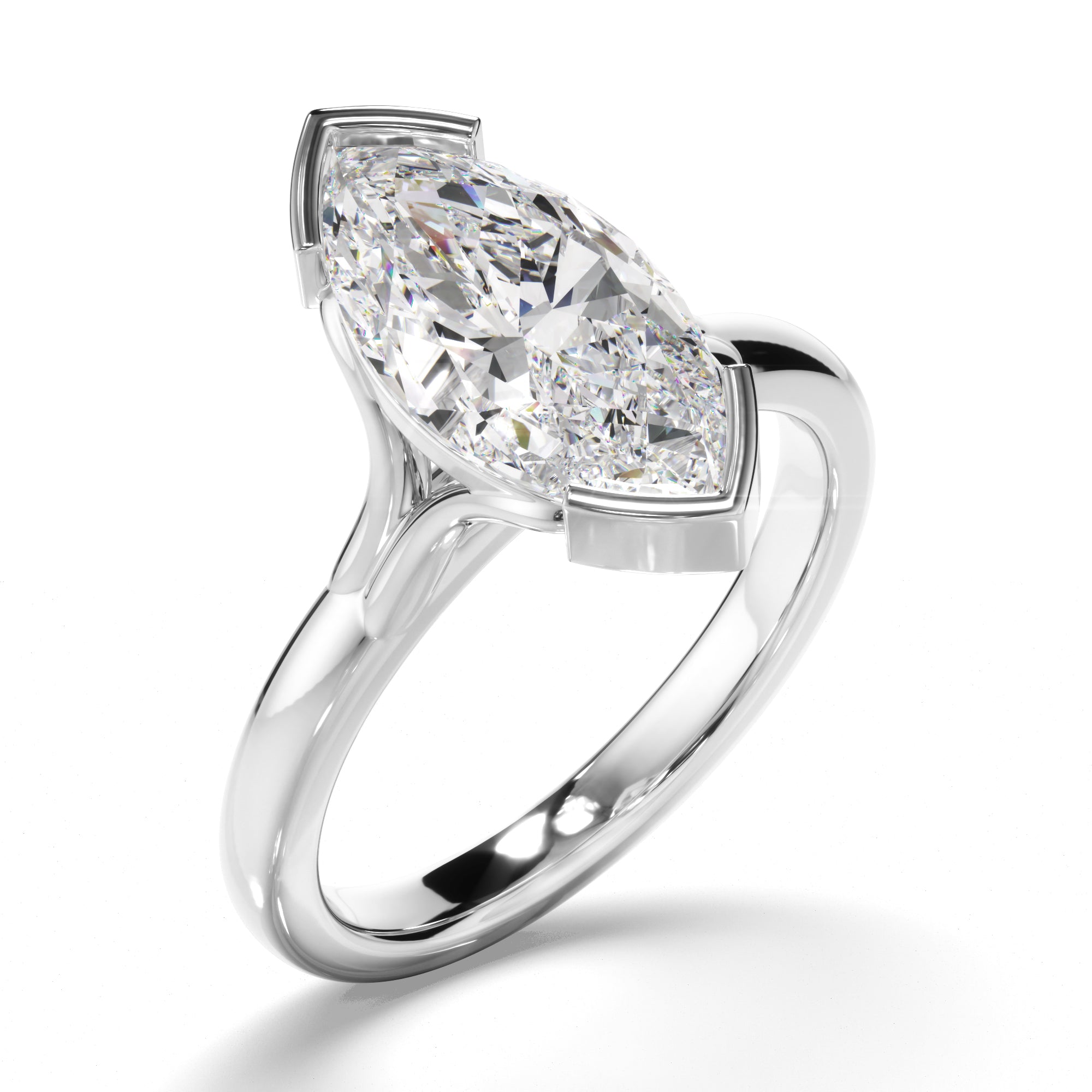 Aloura - Marquise Cut Diamond Engagement Half Bezel Setting