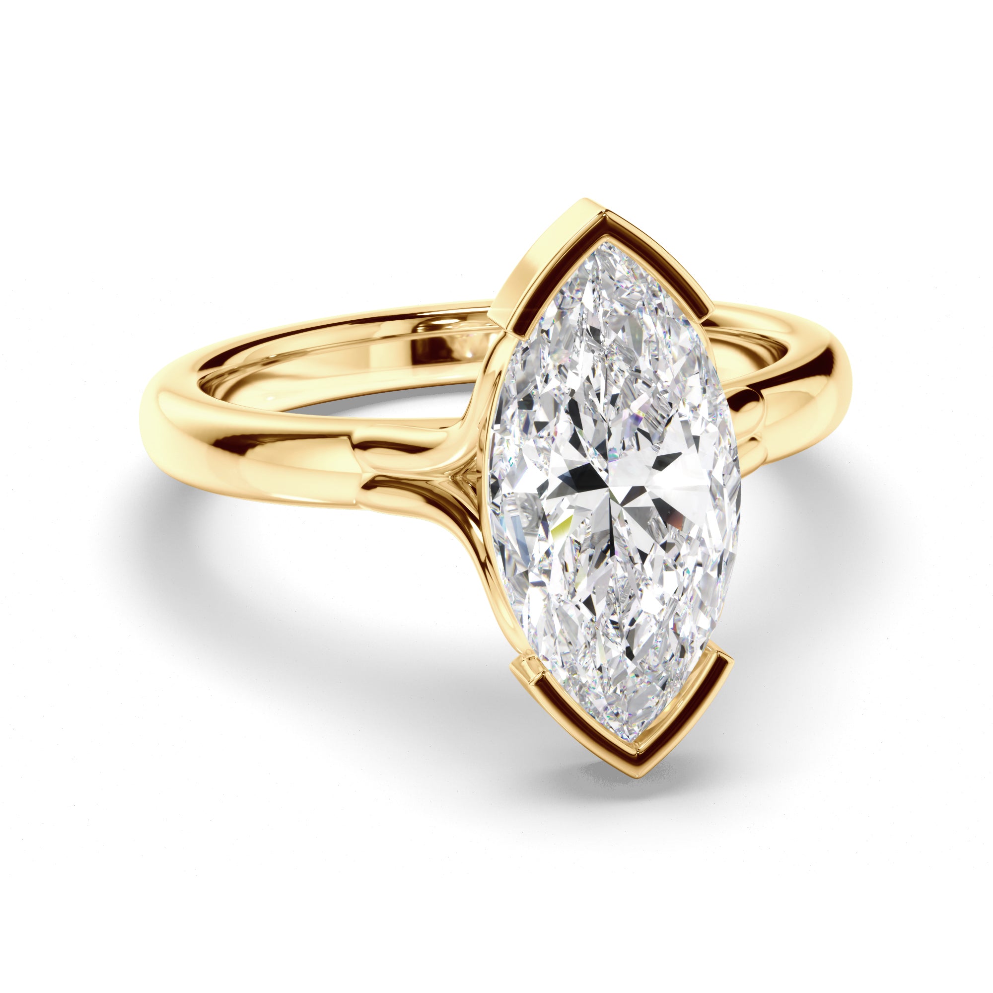Aloura - Marquise Cut Diamond Engagement Half Bezel Setting