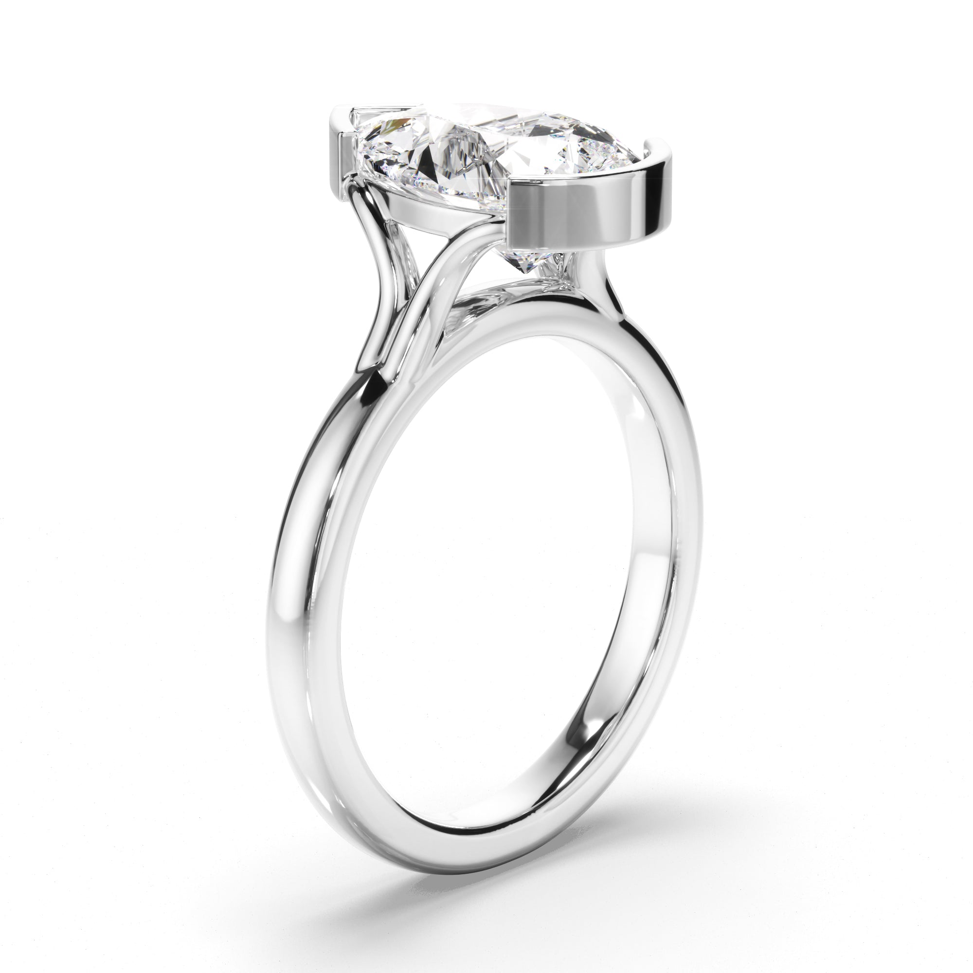 Sugar - Pear Cut Diamond Solitaire Half Bezel Engagement Ring