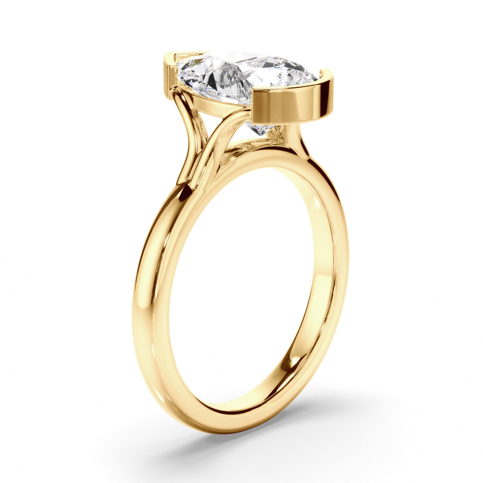 Sugar - Pear Cut Diamond Solitaire Half Bezel Engagement Ring