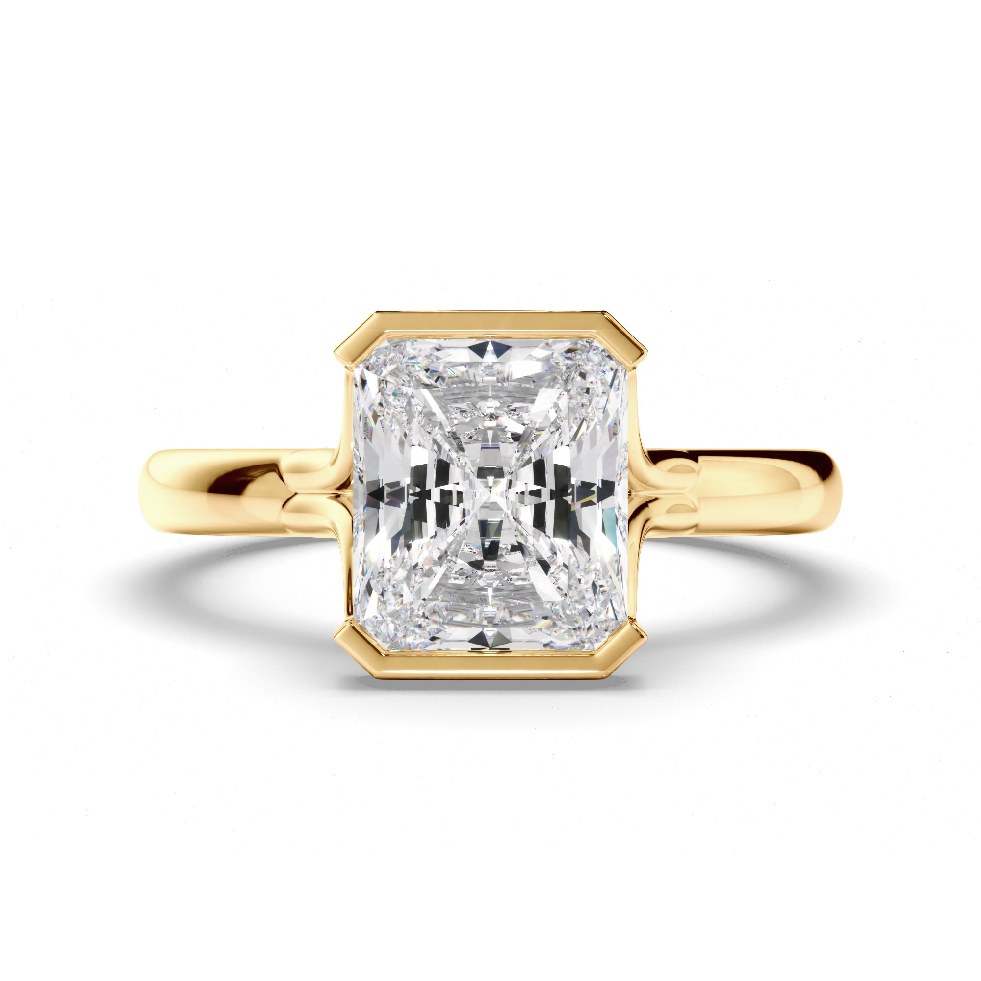 Honey - Radiant Cut Diamond Solitaire Half Bezel Set Engagement Ring