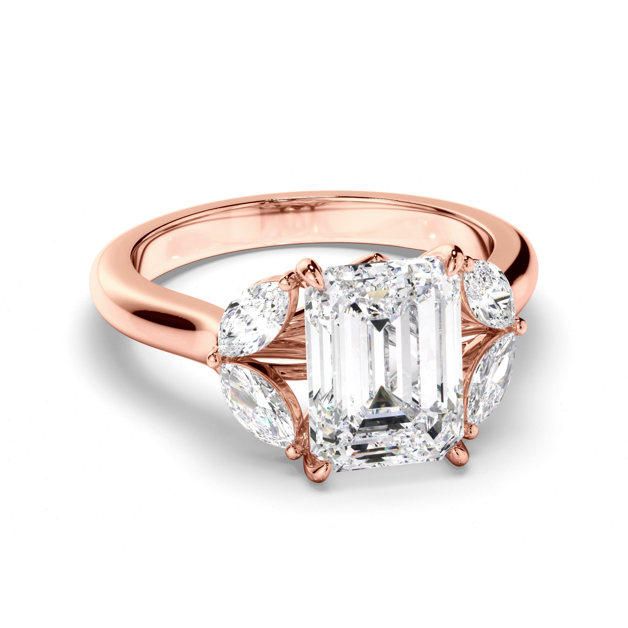 Maple - Emerald Cut Five Stone Cluster Engagement Ring