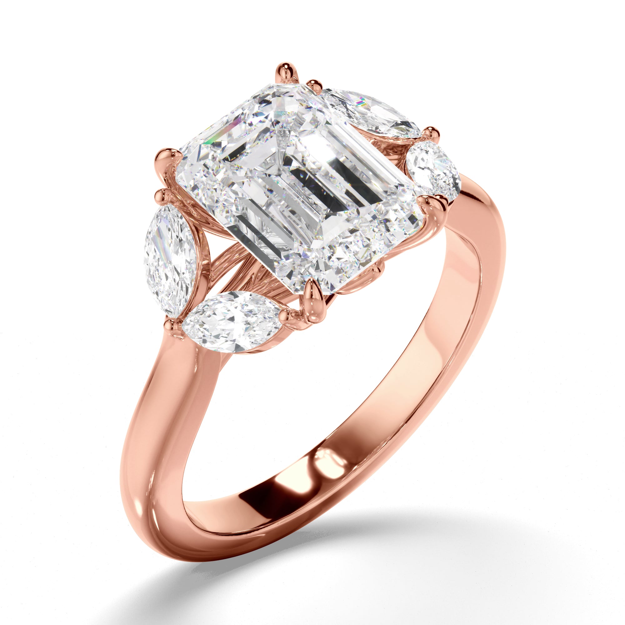 Maple - Emerald Cut Five Stone Cluster Engagement Ring