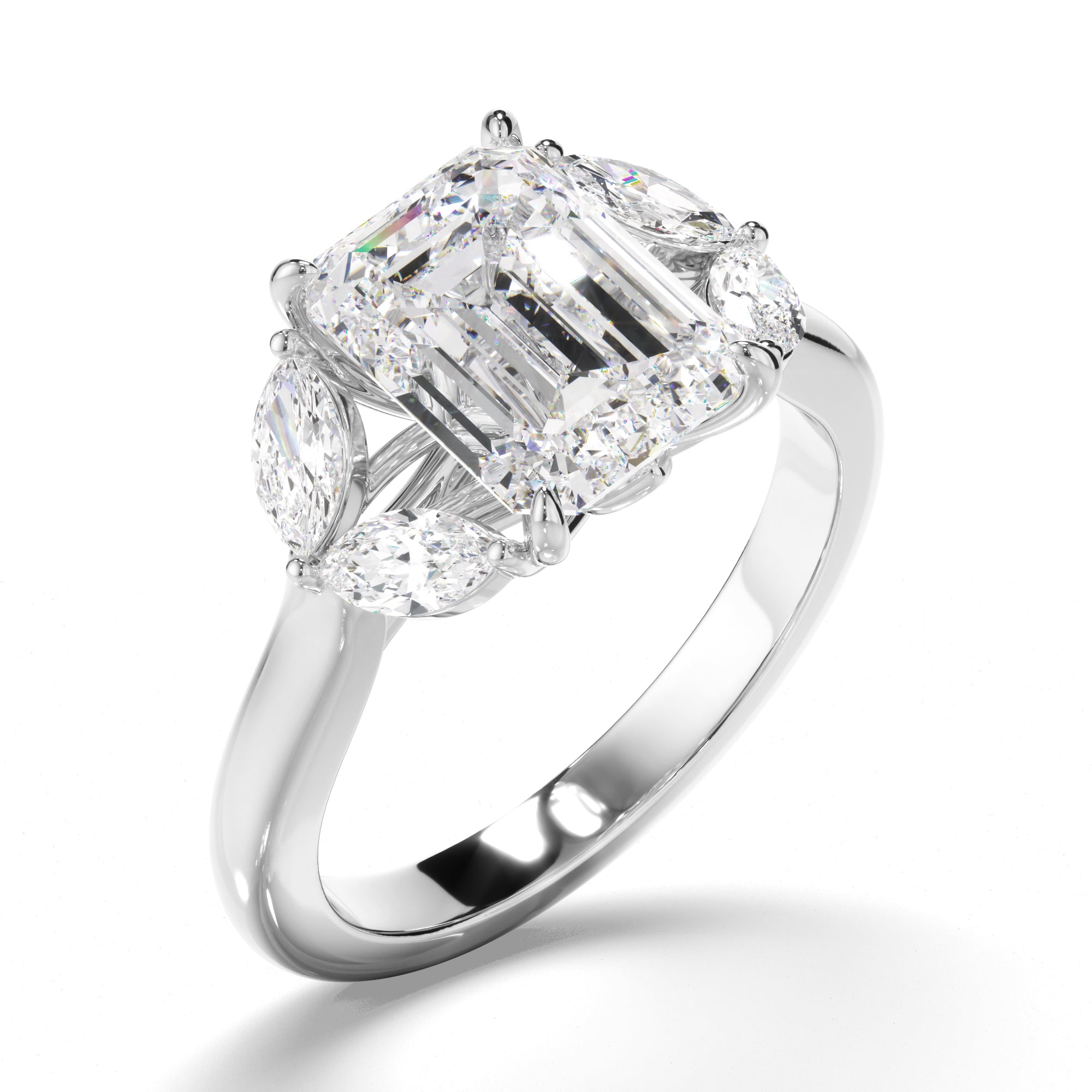 Maple - Emerald Cut Five Stone Cluster Engagement Ring