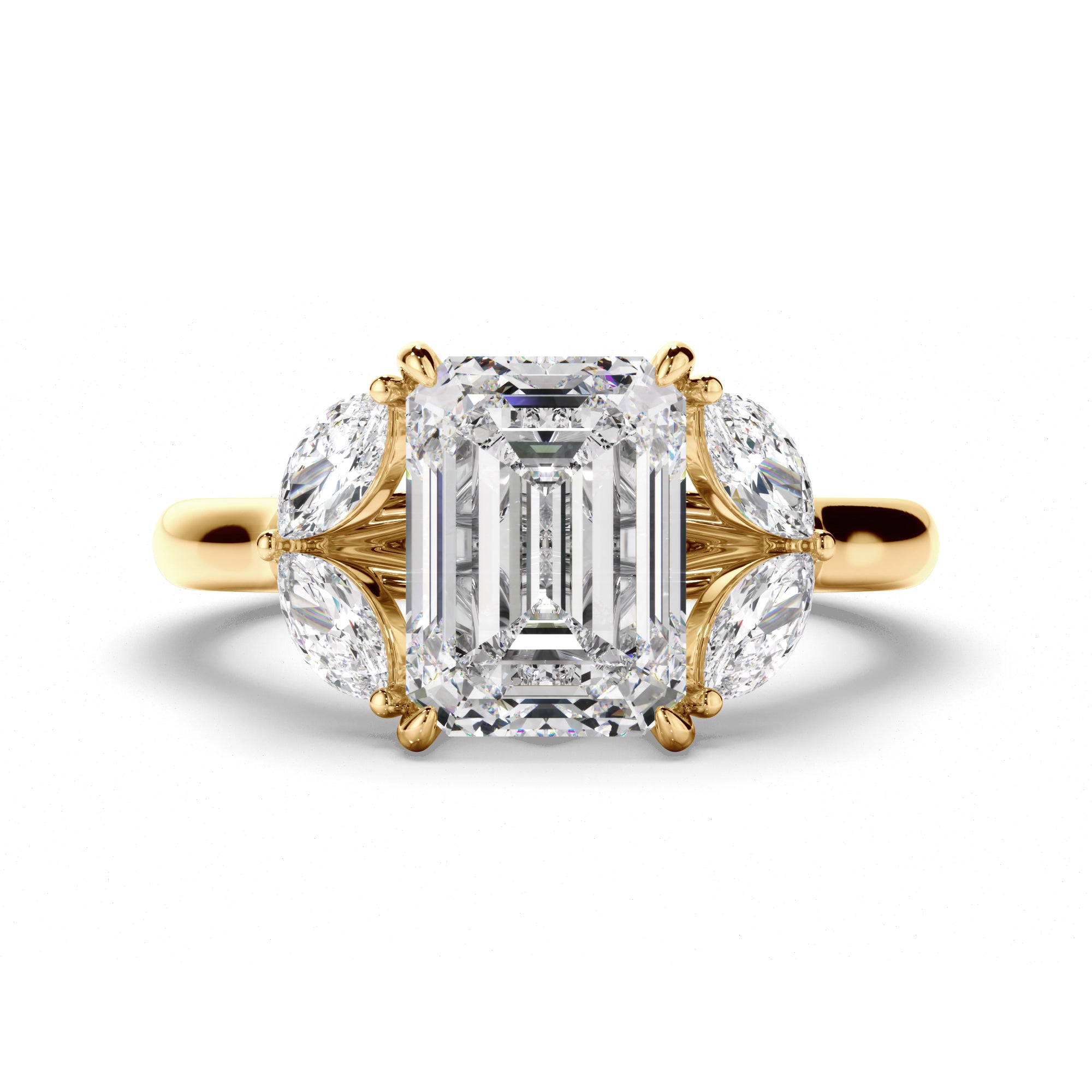 Maple - Emerald Cut Five Stone Cluster Engagement Ring