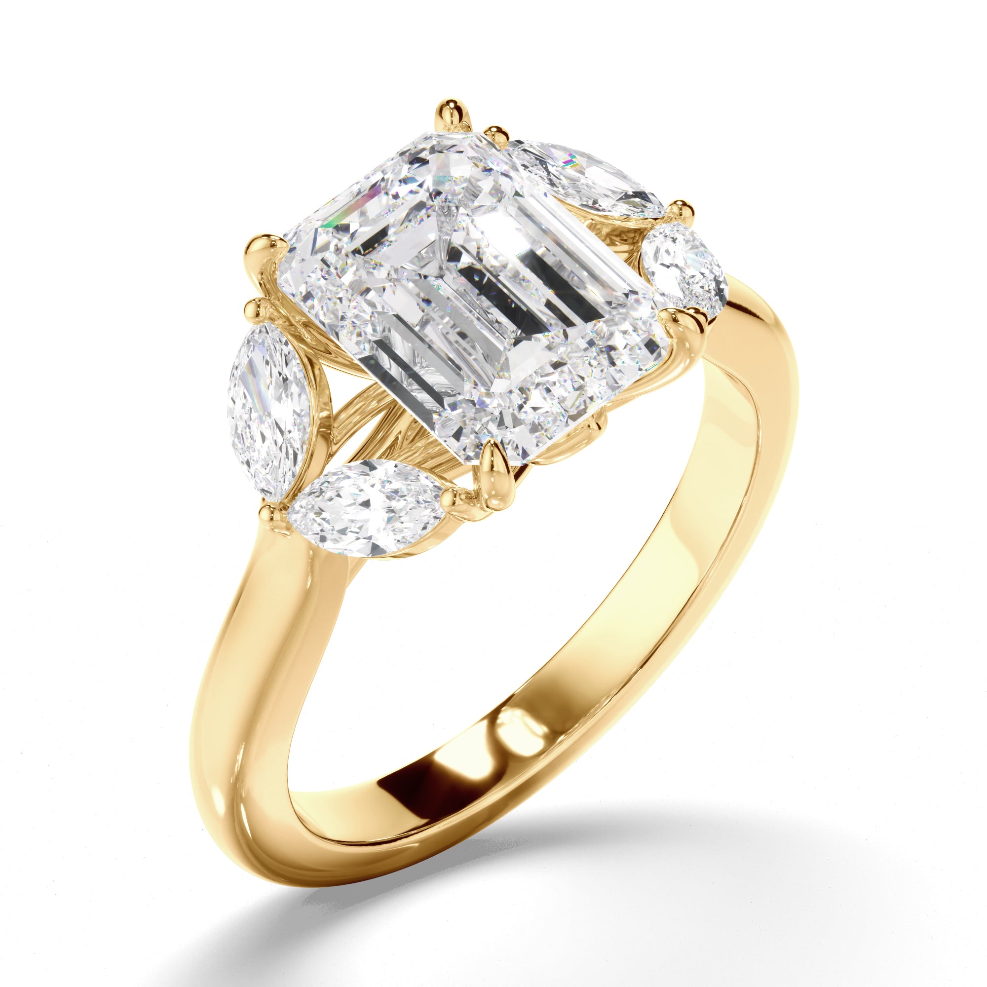 Maple - Emerald Cut Five Stone Cluster Engagement Ring