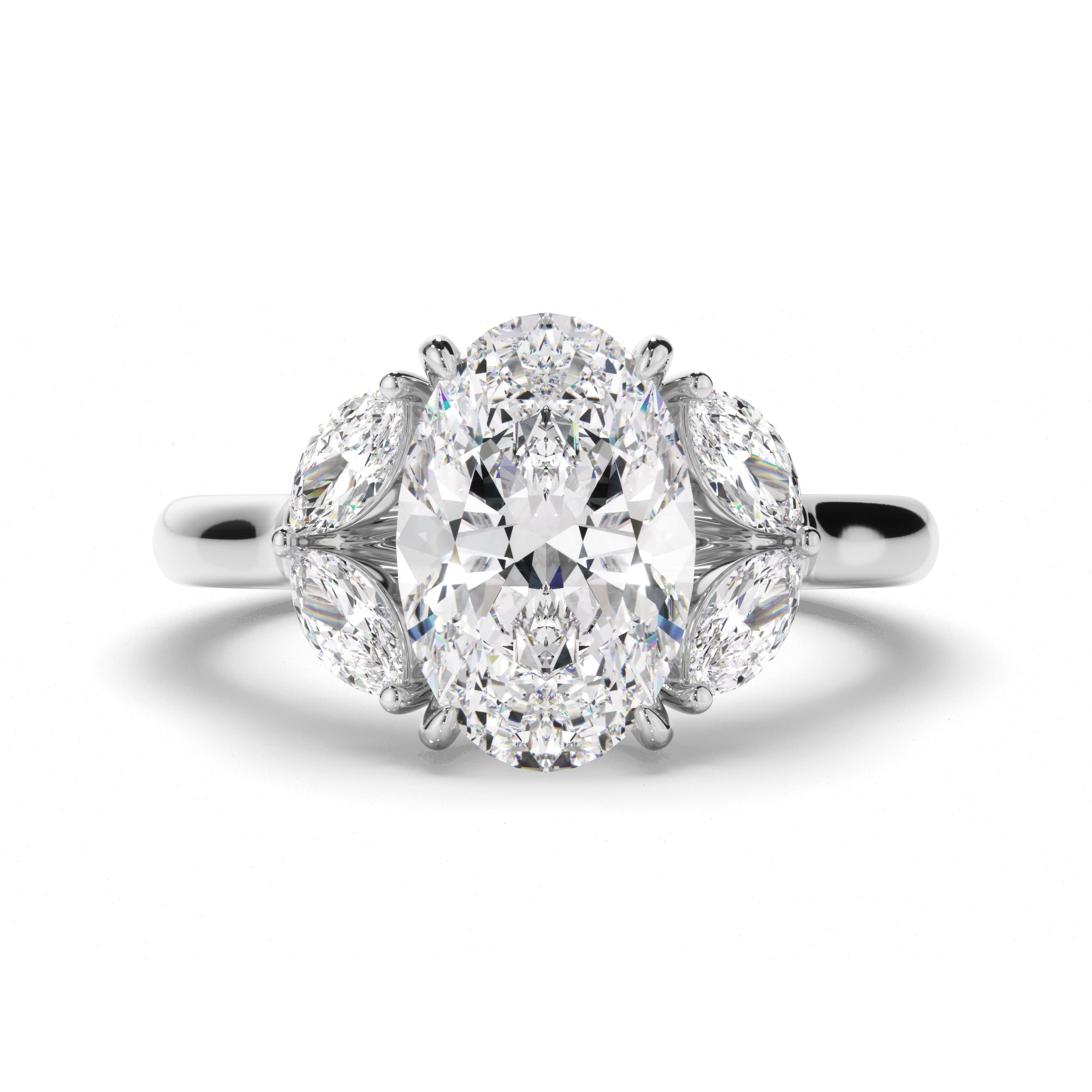 Valenne - Oval Cut Diamond Five Stone Engagement Ring