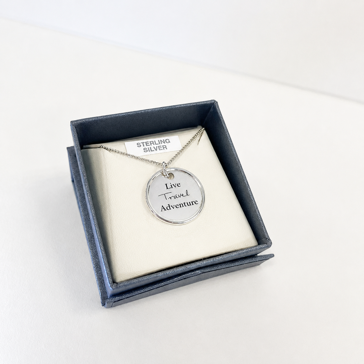 "Live Travel Adventure" Sterling Silver Pendant Necklace