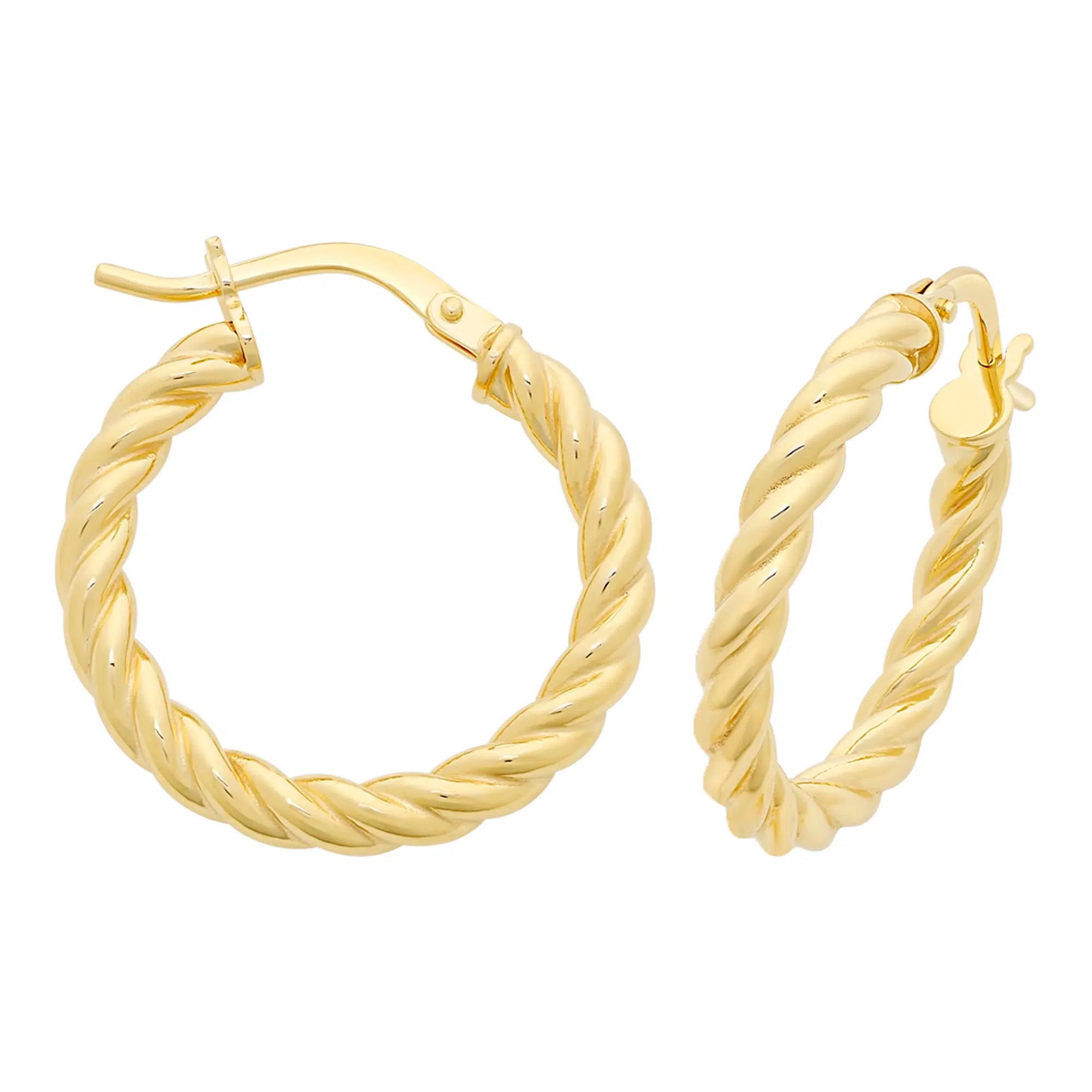 9ct Gold Silver Filled Twisted Hoop Earrings