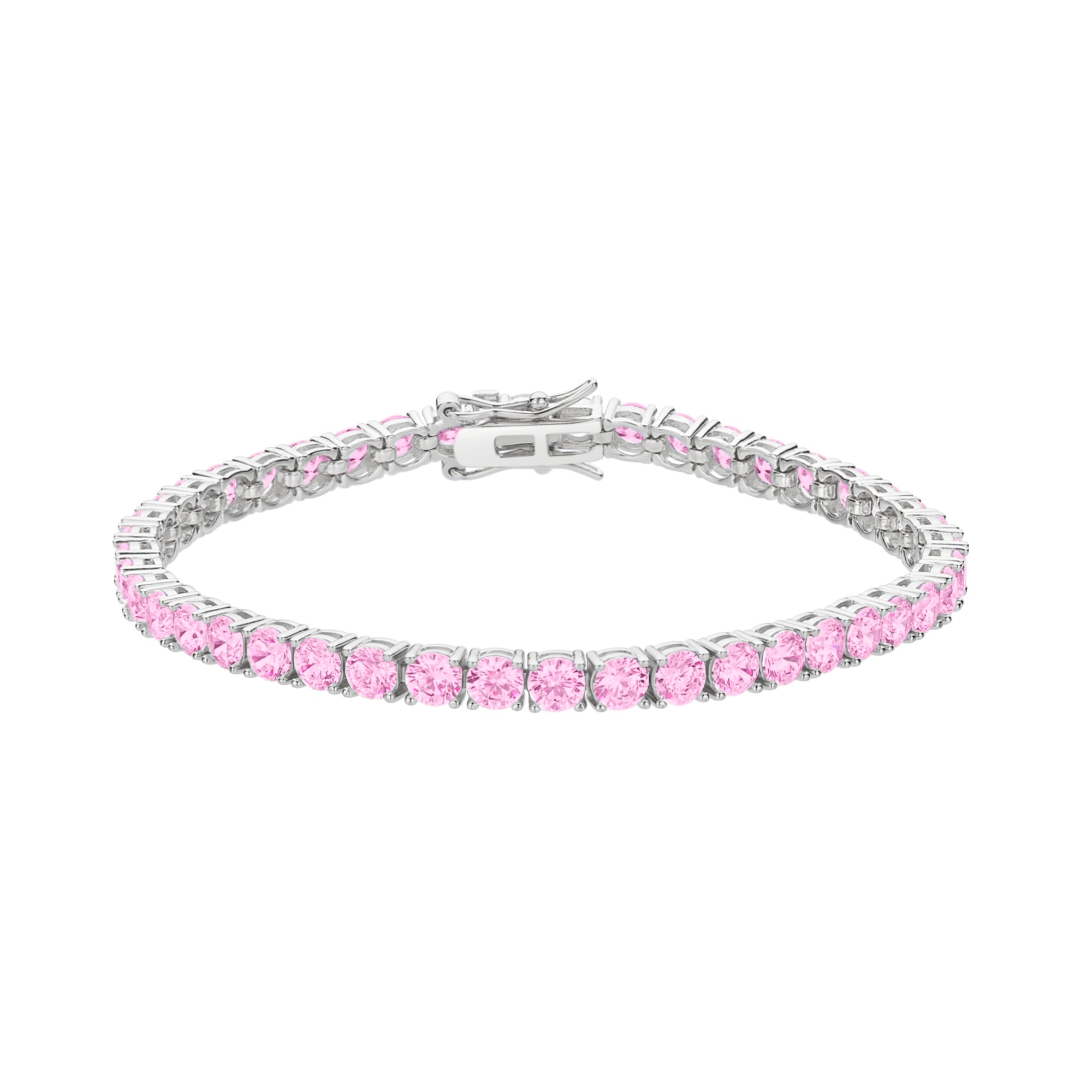 Sterling Silver Pink Cubic Zirconia Tennis Bracelet