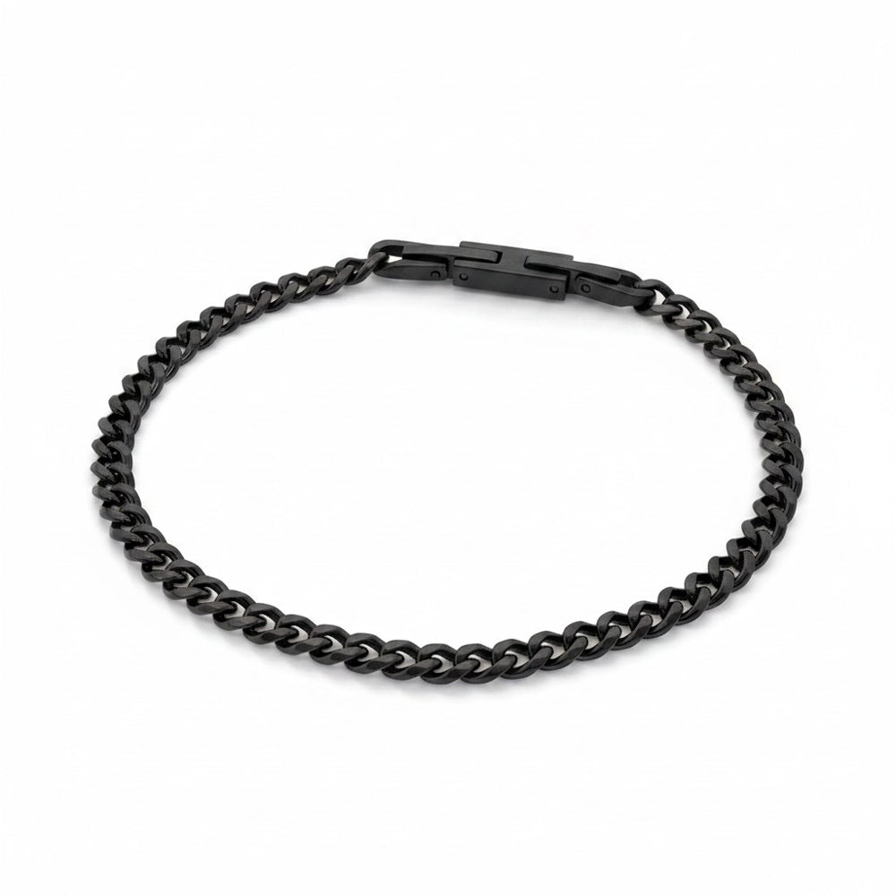Mens Stainless Steel Cuban Link Bracelet (Matte Black)
