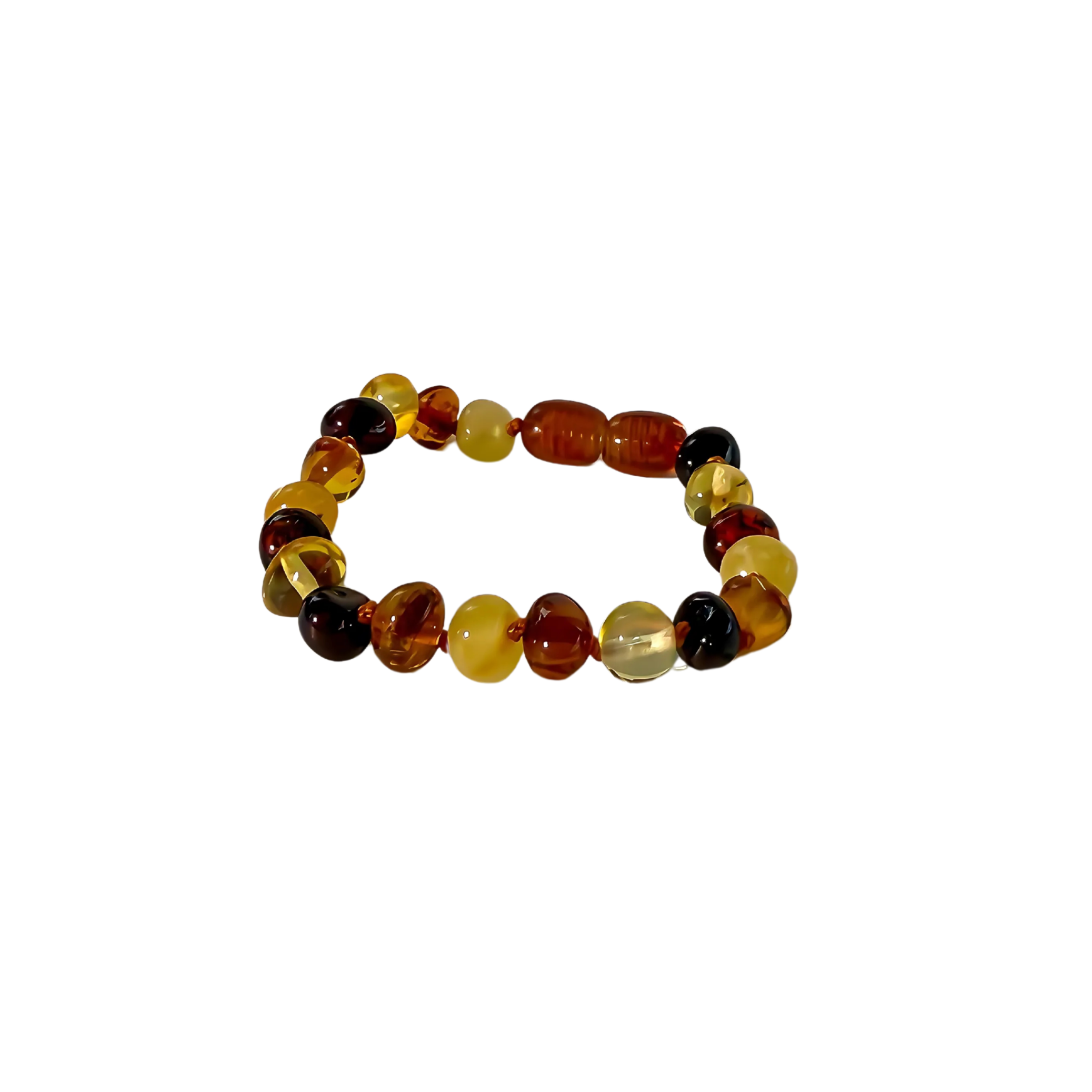 Multicolored beaded bracelet on a white background