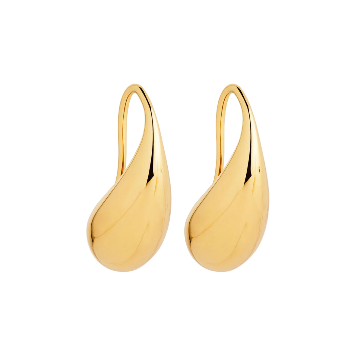 Gold earrings on a white background