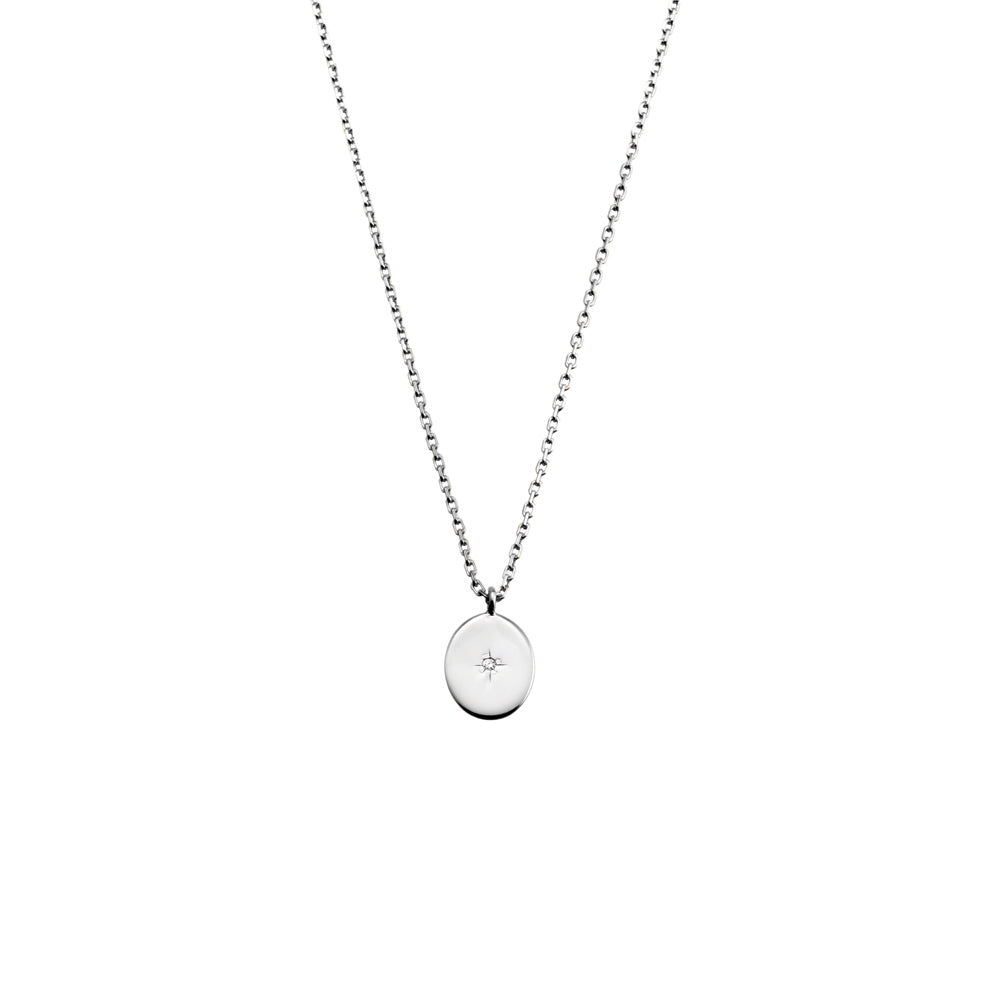 Necklace with a round pendant on a white background
