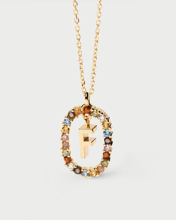Semi-Precious Gemstone Letter Pendant Necklace