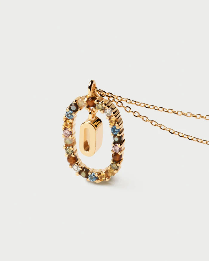 Semi-Precious Gemstone Letter Pendant Necklace