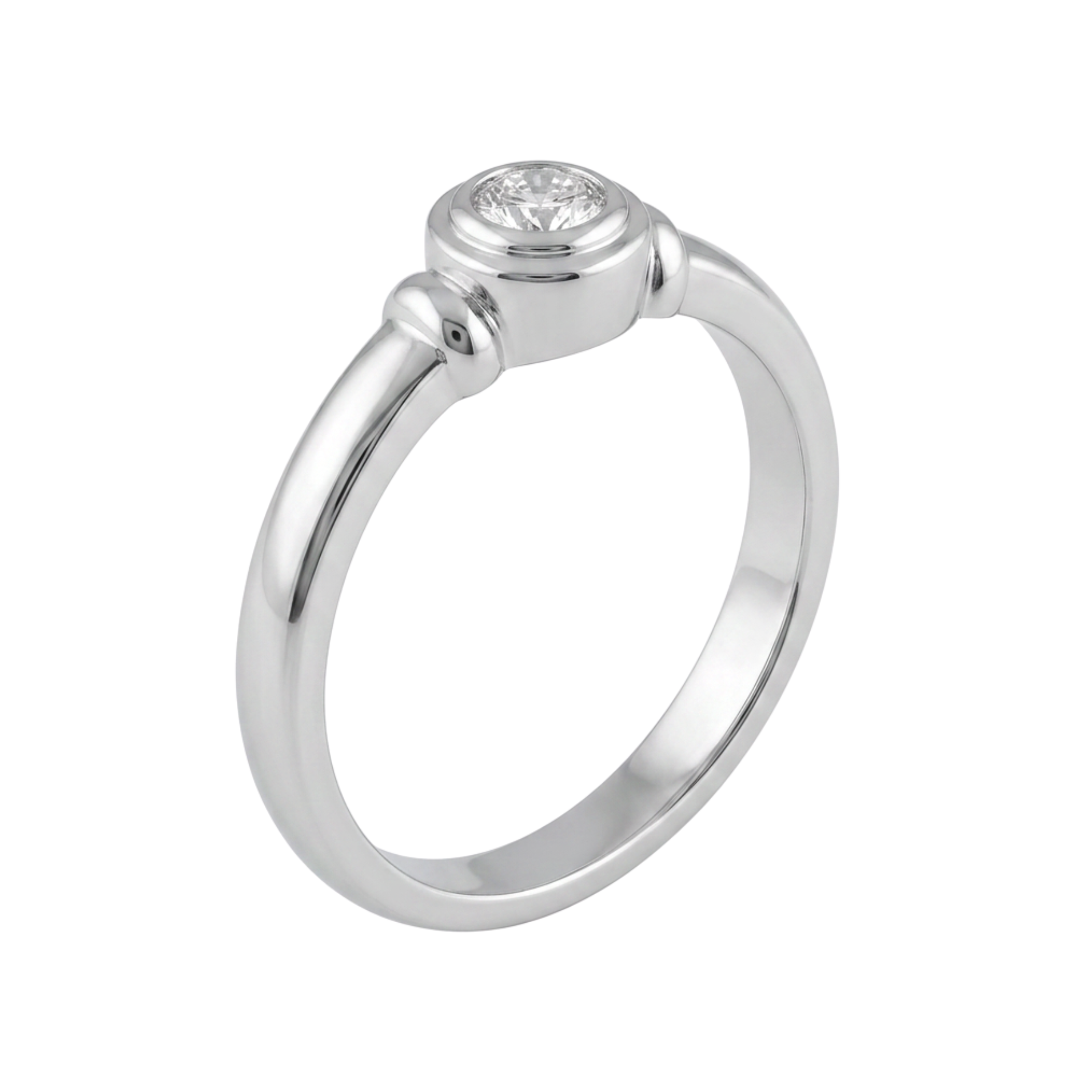 Rebecca 9ct White Gold 0.10ct Bezel Set Round Diamond Solitaire Engagement Ring (Size K)