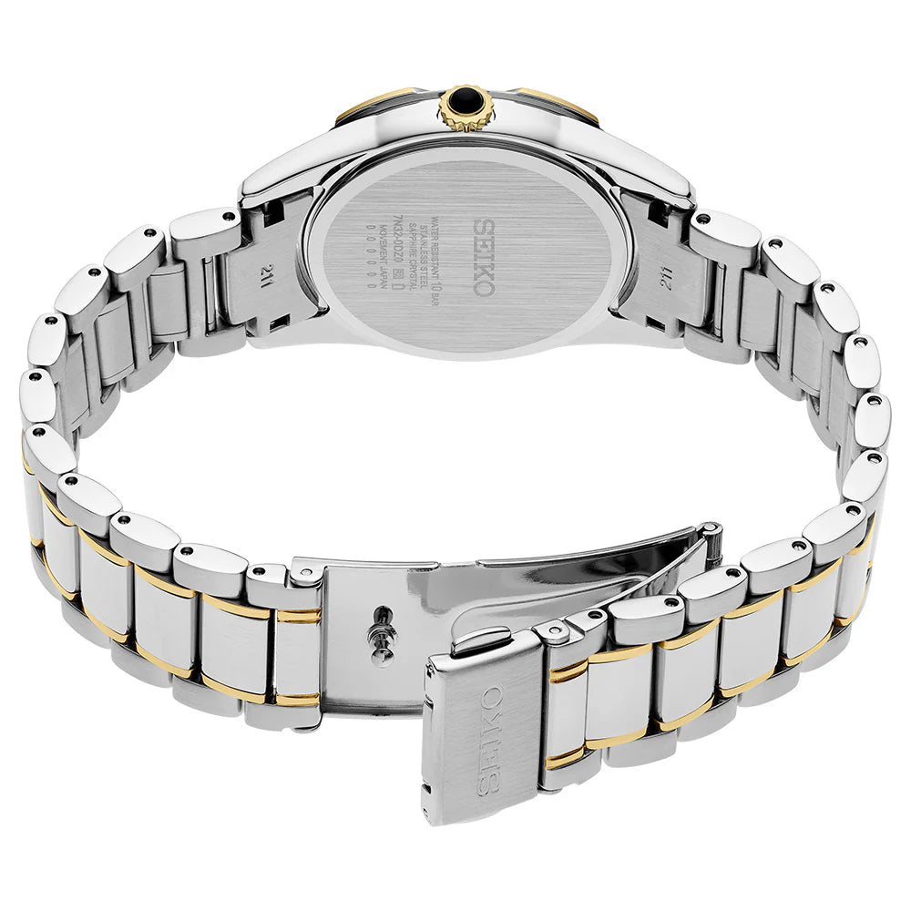 Seiko Two Tone Silver Gold Diamond Set Ladies Dress Watch