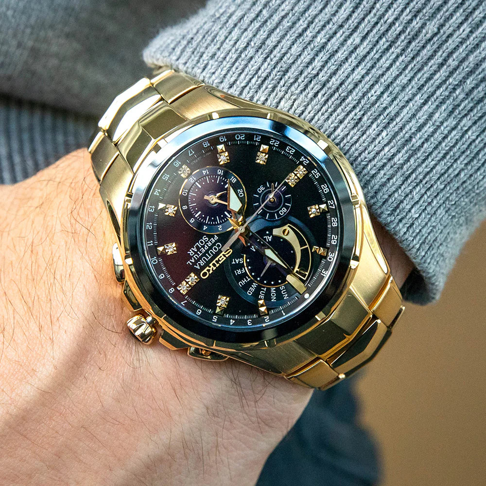 Seiko Coutura Chronograph Perpetual Watch (Gold)
