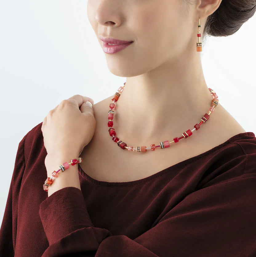 Coeur De Lion - GeoCube INFERNO Red Orange Necklace