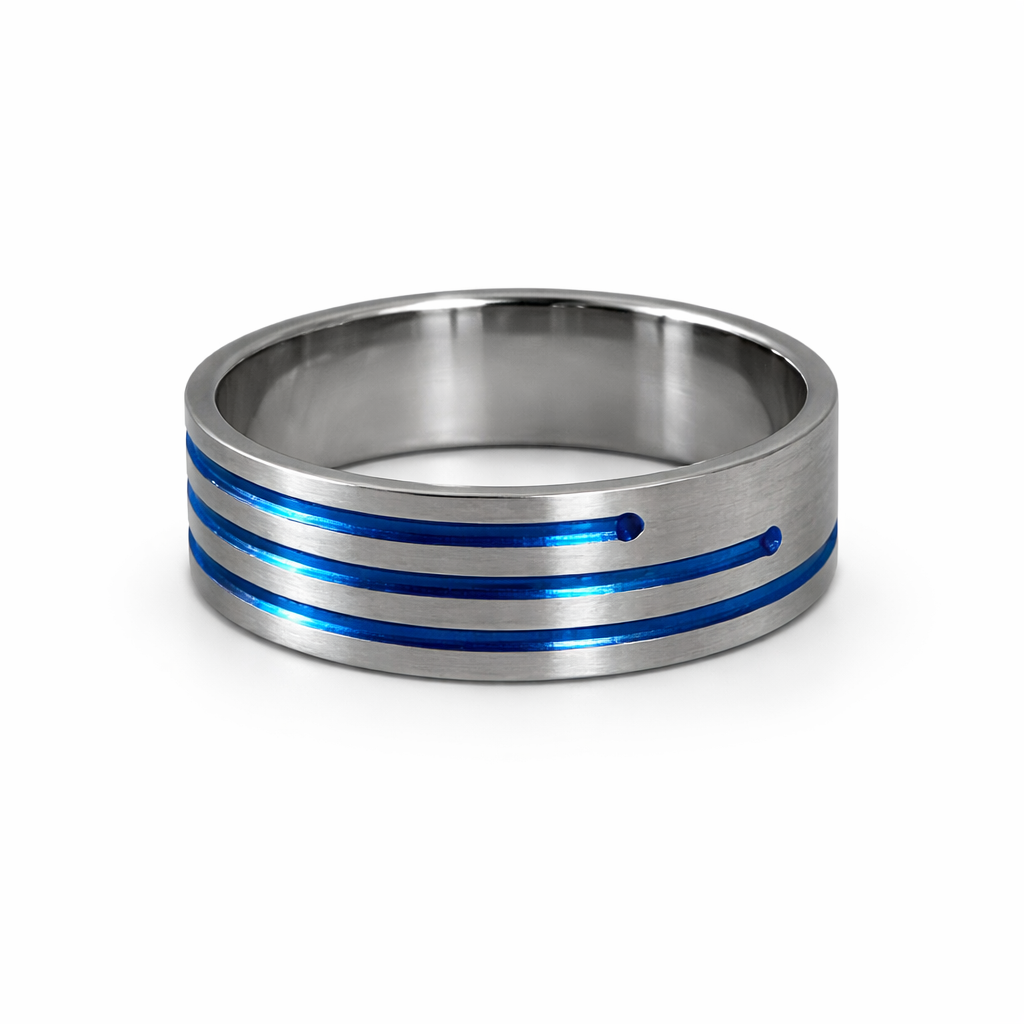 Dylan Blue Titanium Mens Ring (Size X)