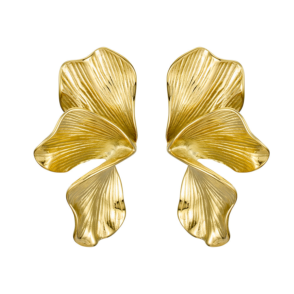 Statement 18ct Gold Plated Petal Stud Earrings