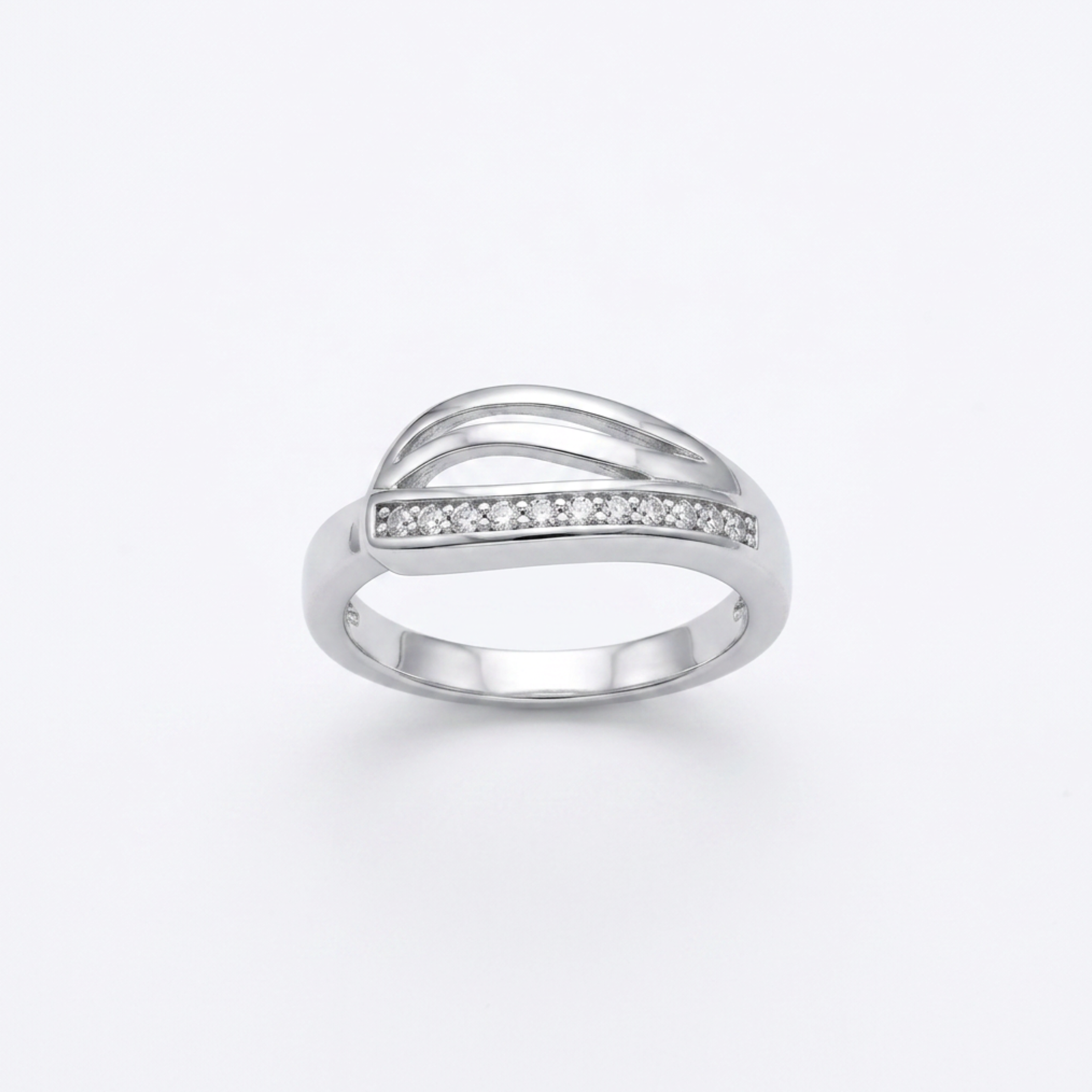 Sterling Silver Cubic Zirconia Ring (Size L)