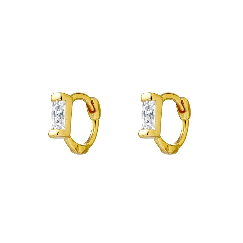 Iris Baguette CZ Stone Set Huggie Earrings