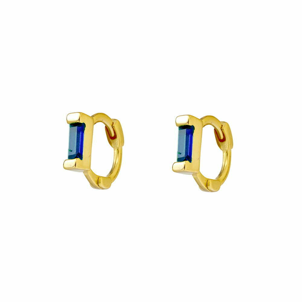 Iris Baguette CZ Stone Set Huggie Earrings