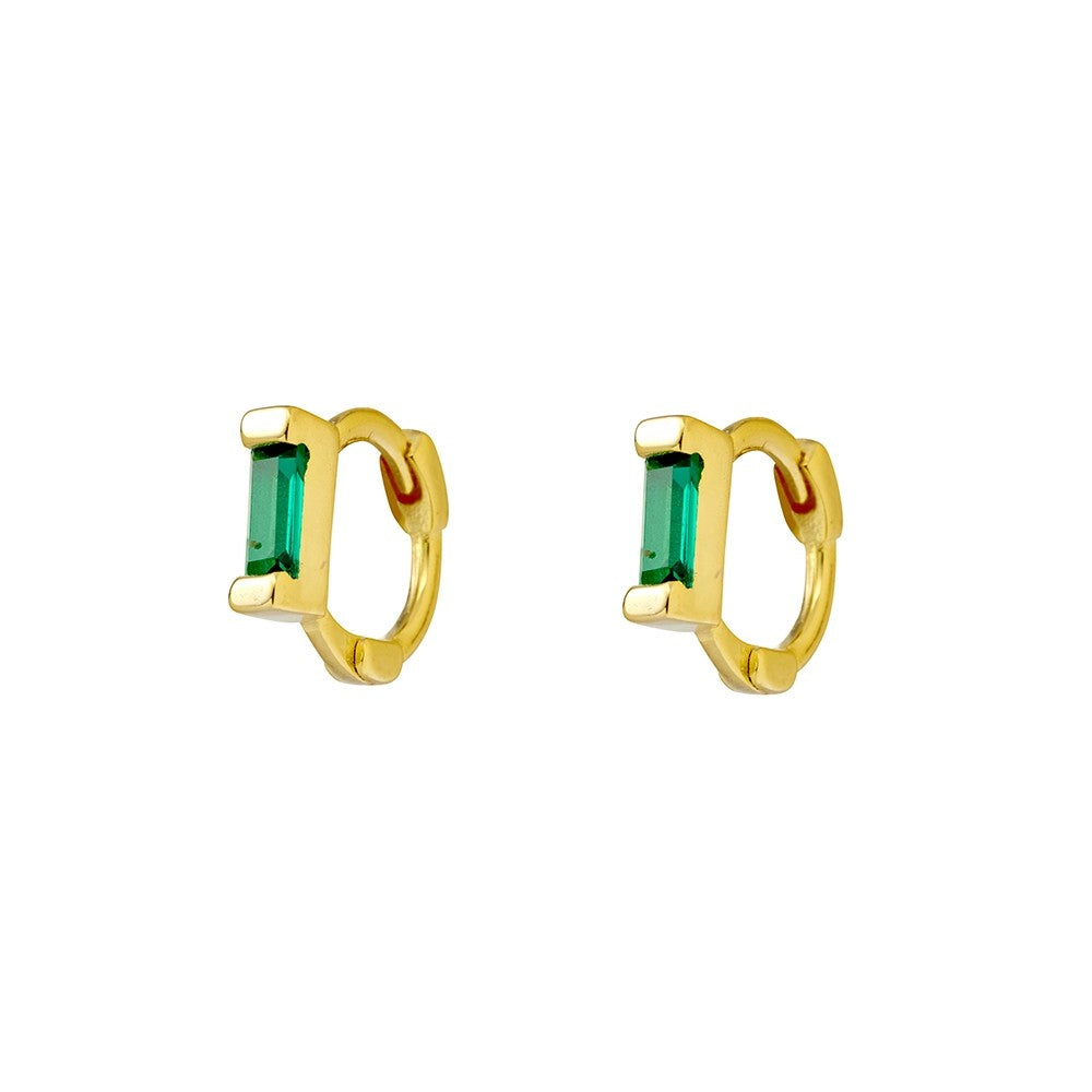 Iris Baguette CZ Stone Set Huggie Earrings