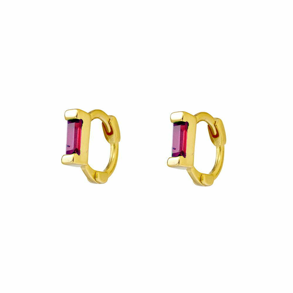 Iris Baguette CZ Stone Set Huggie Earrings