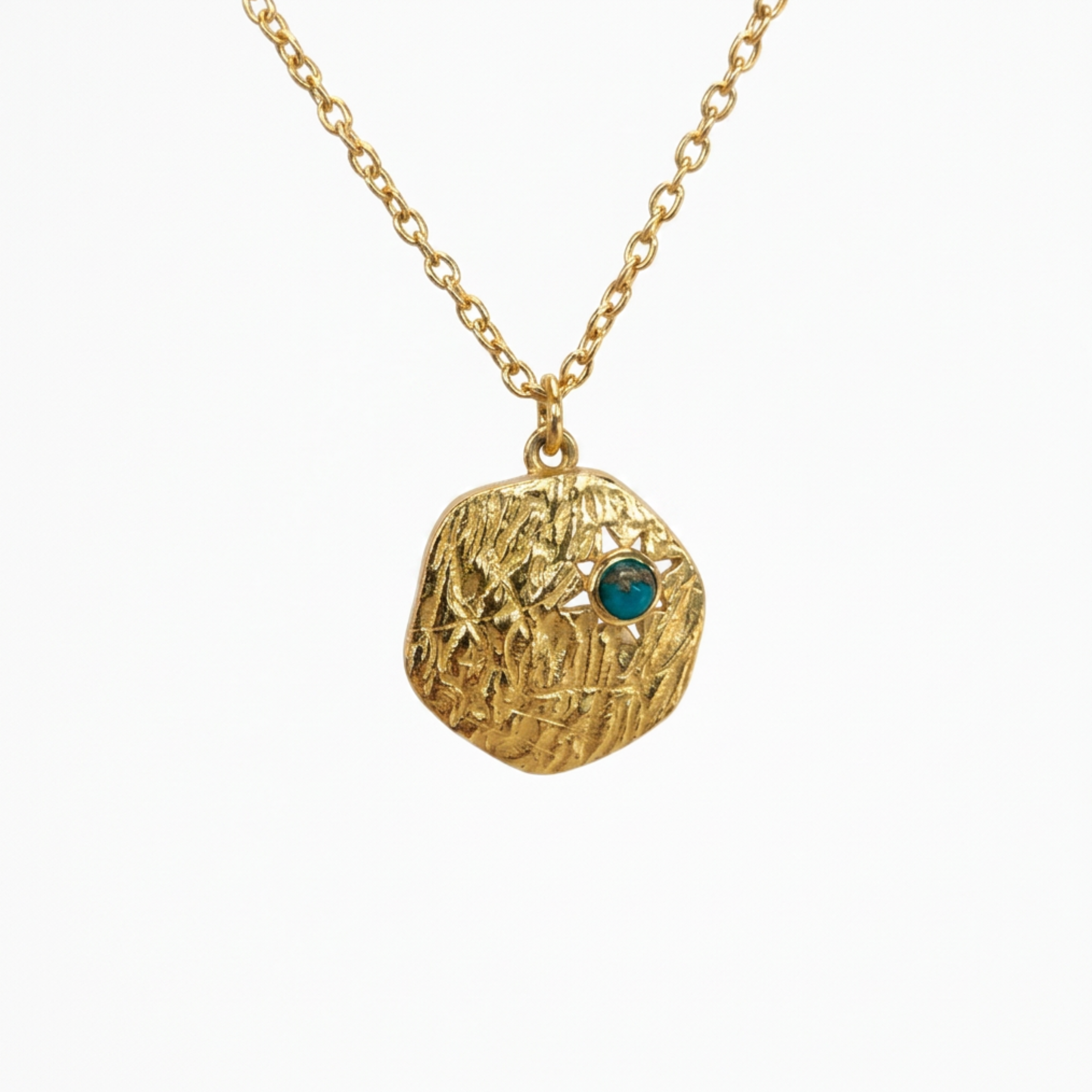 Turquoise Yellow Gold Plated Pendant Necklace