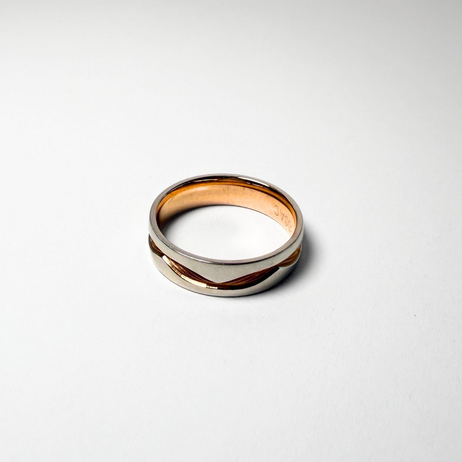 Hudson 9ct Two-Tone Rose Gold & White Gold Wave Ring (Size W)