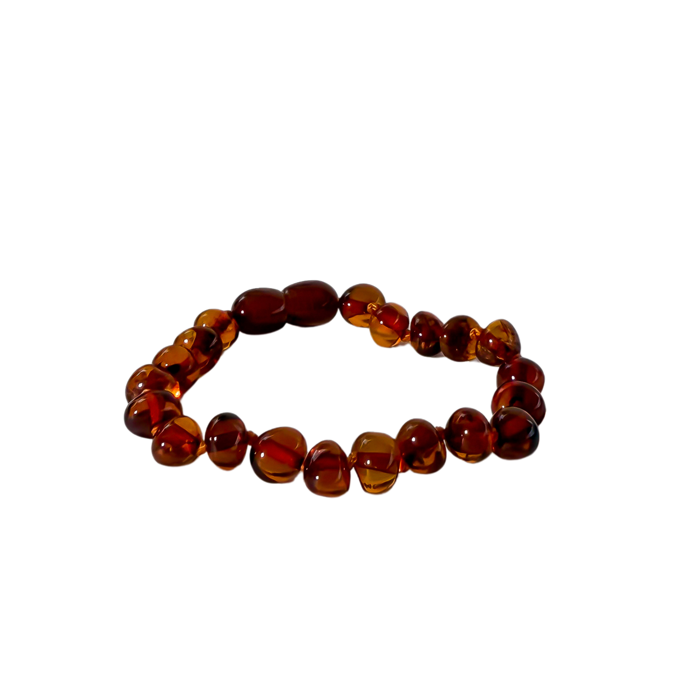 Beaded bracelet with brown beads on a white background