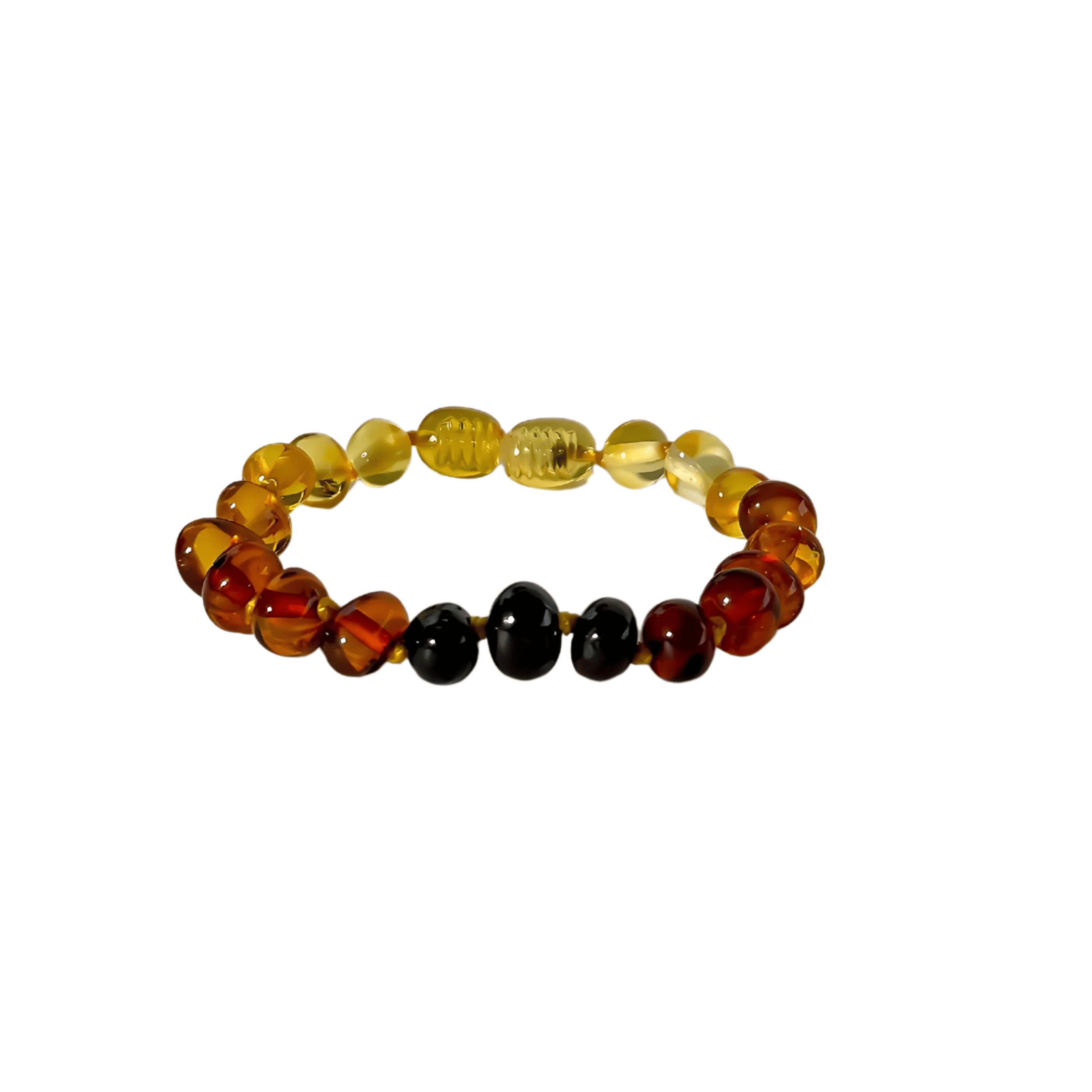 Multicolored beaded bracelet on a white background