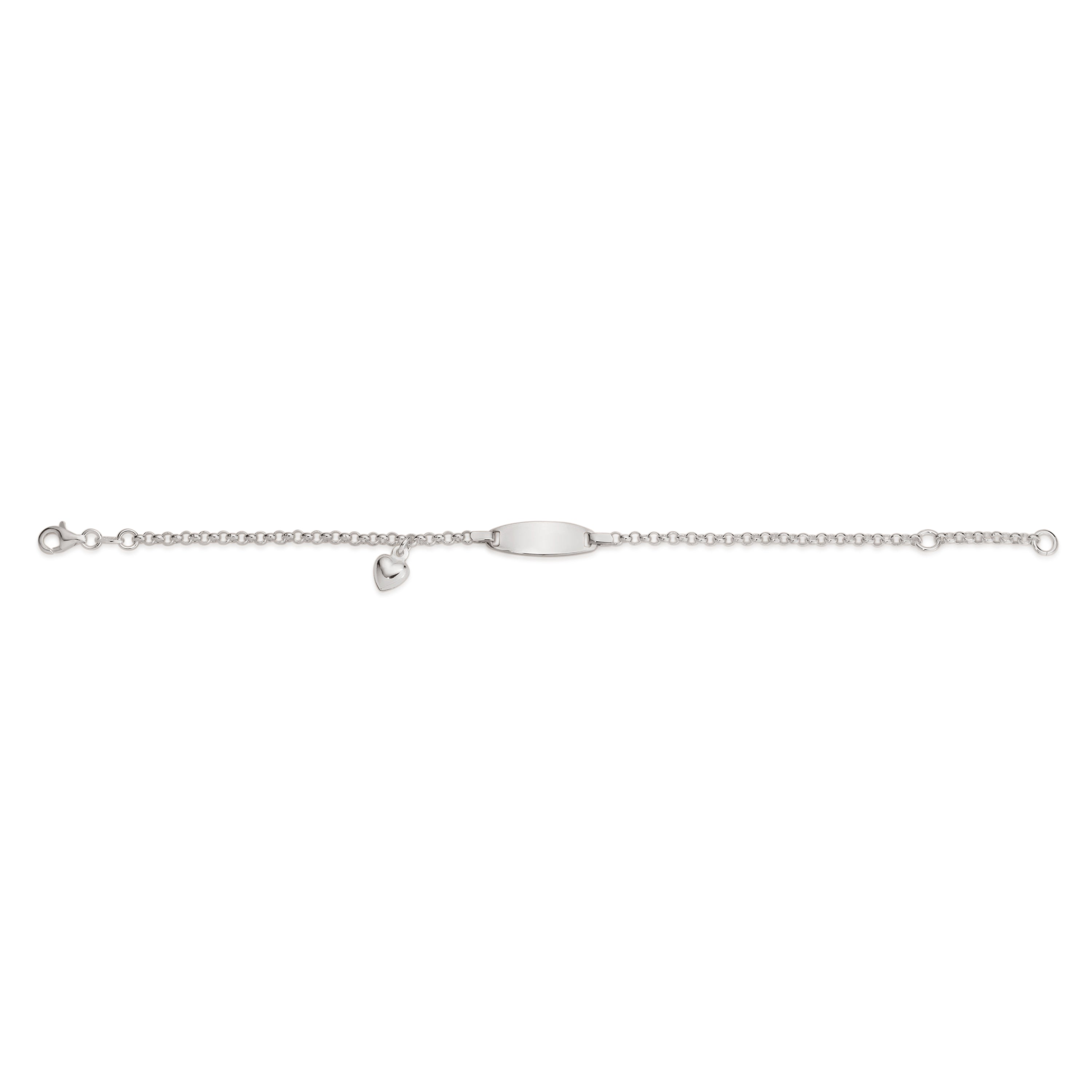 Silver Belcher Engravable ID Bracelet With Heart Charm
